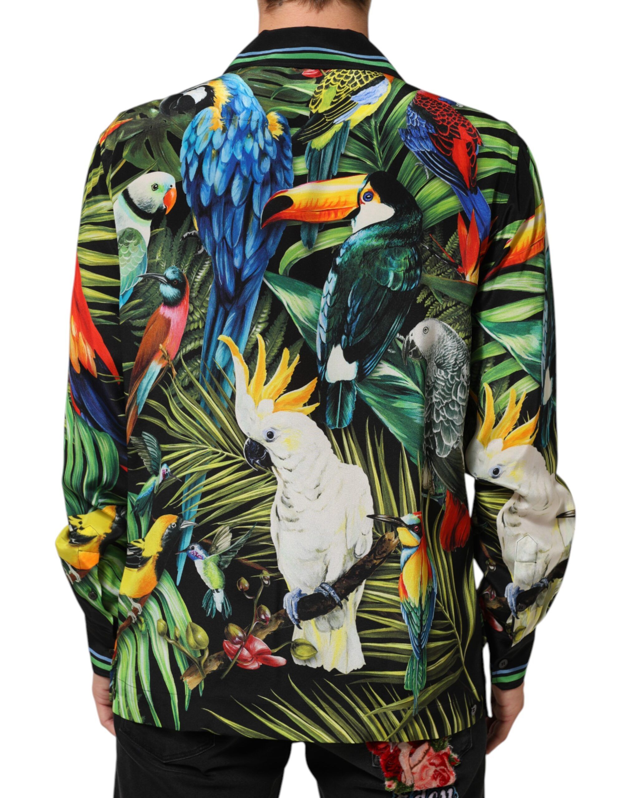 Parrot Print Lounge Casual Men's Shirt - Dolce & Gabbana - Modalova