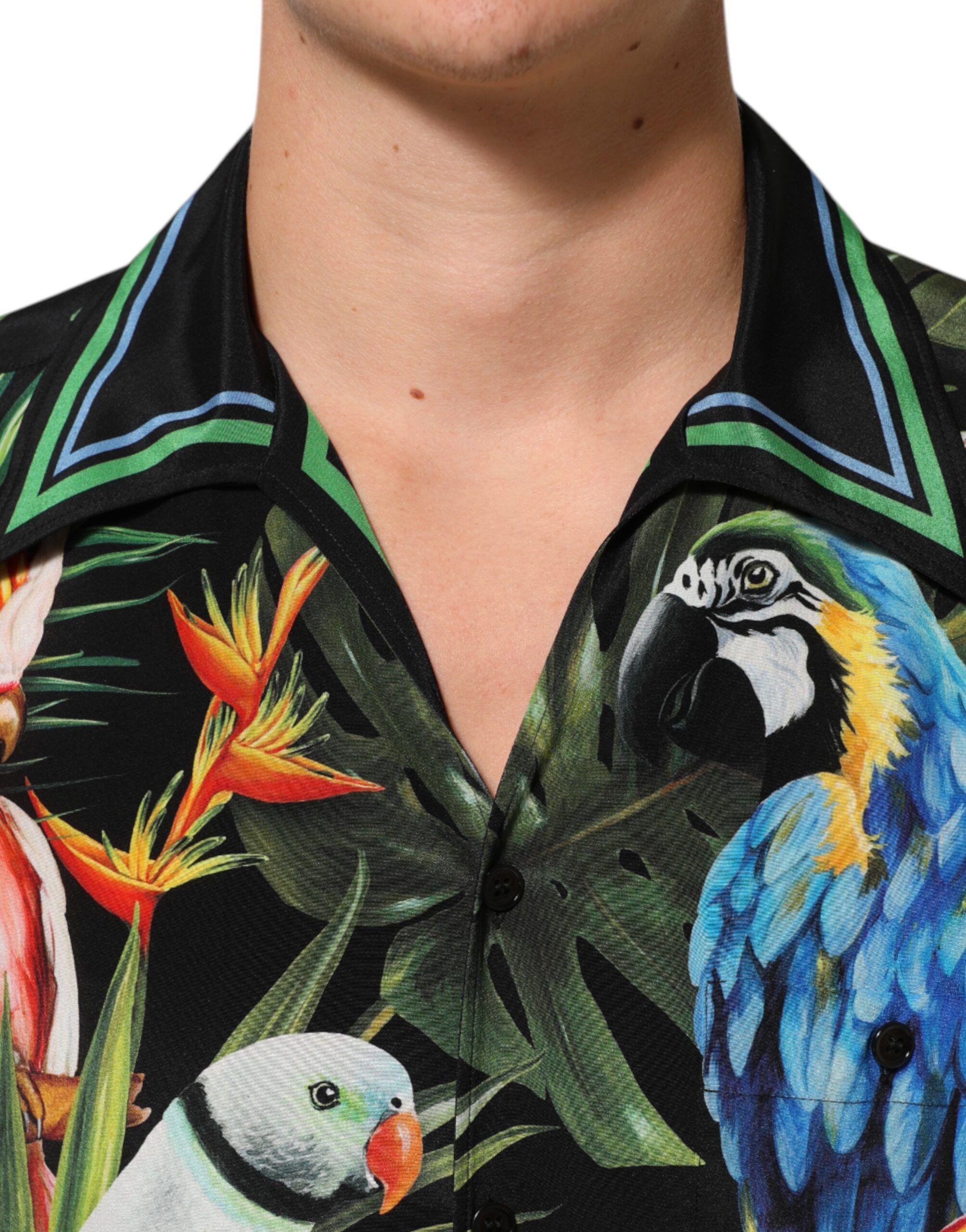 Parrot Print Lounge Casual Men's Shirt - Dolce & Gabbana - Modalova