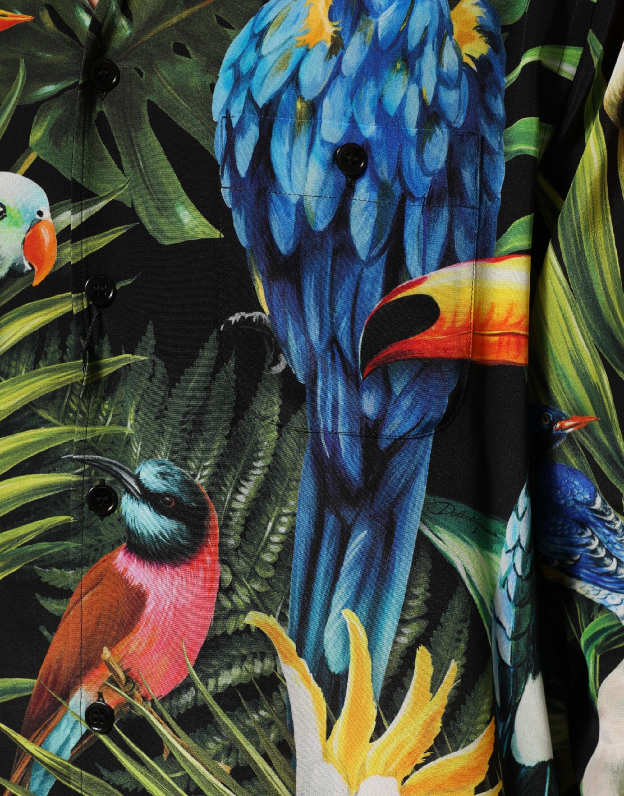 Parrot Print Lounge Casual Men's Shirt - Dolce & Gabbana - Modalova
