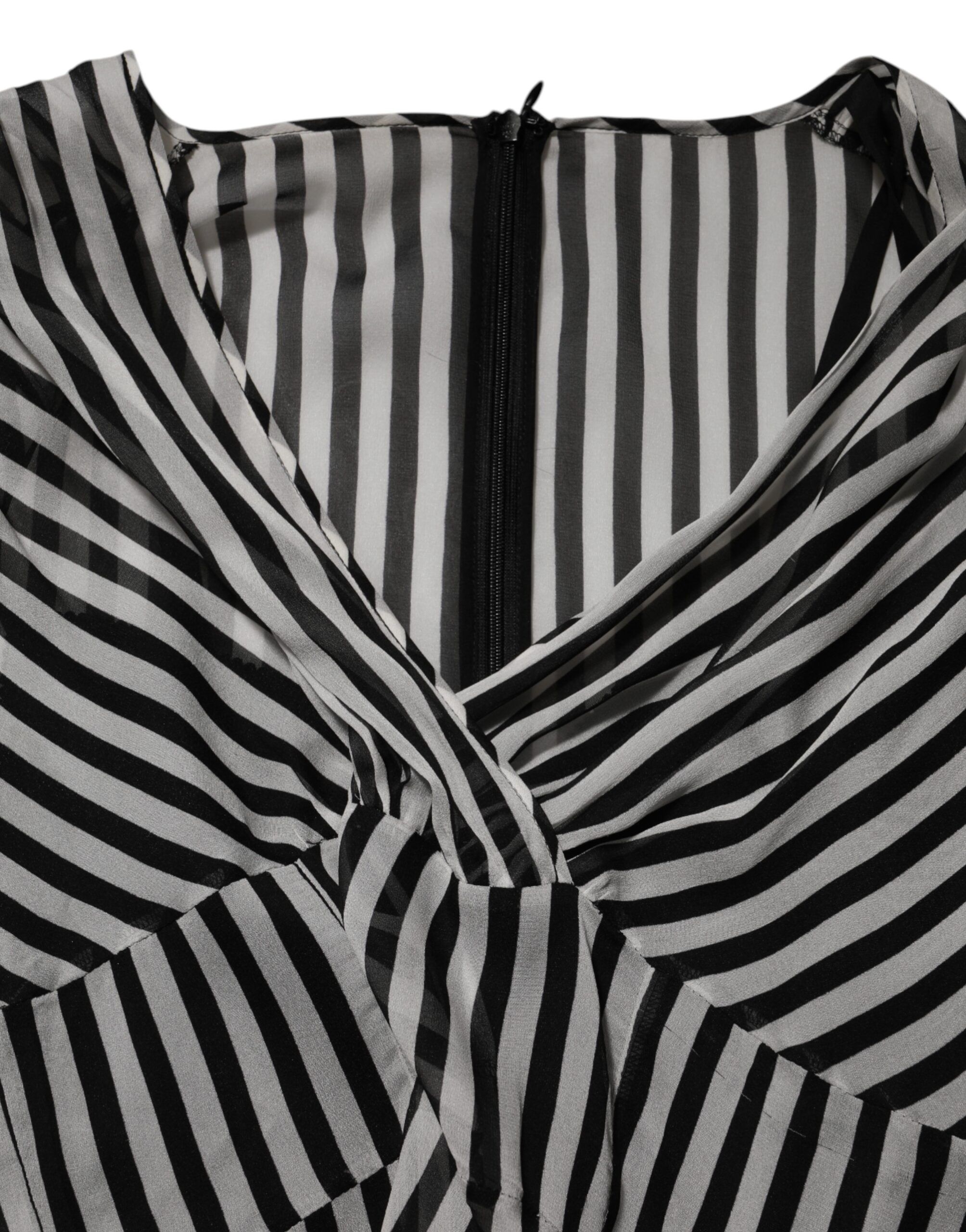 Black White Stripes Silk V-neck Midi Women's Dress (Pre-Owned) - Dolce & Gabbana - Modalova