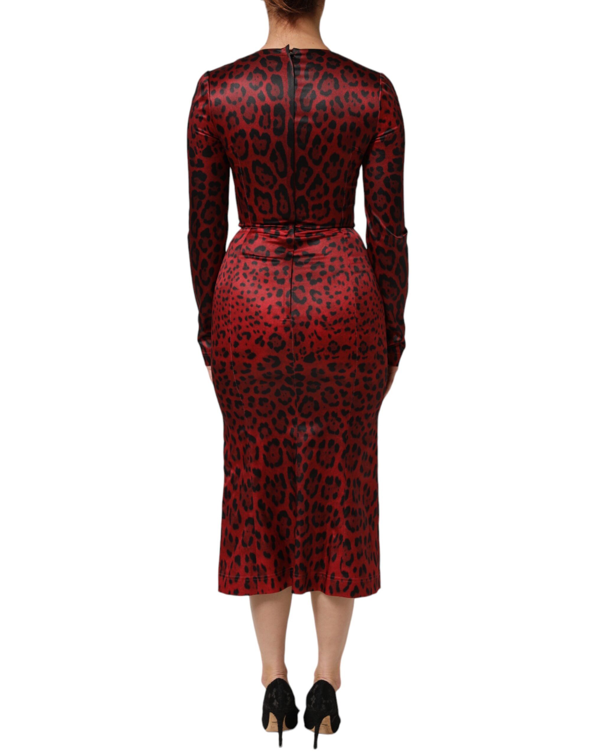 Leopard Sheath Long Sleeves Women's Dress - Dolce & Gabbana - Modalova