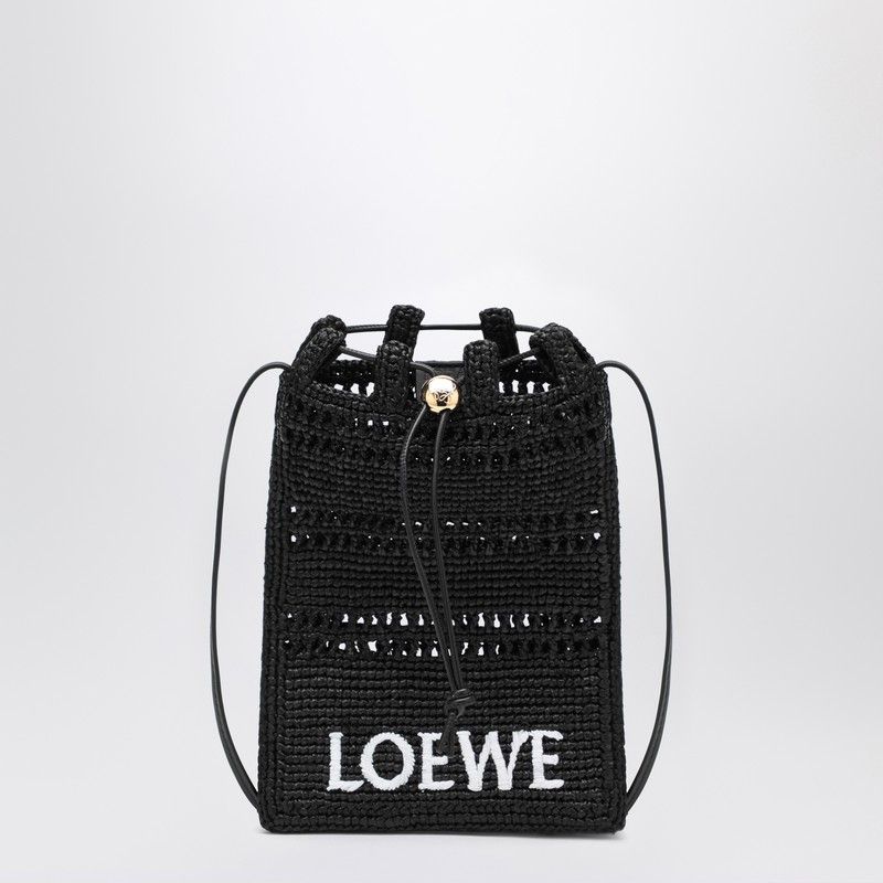 Black raffia drawstring pouch - Loewe - Modalova