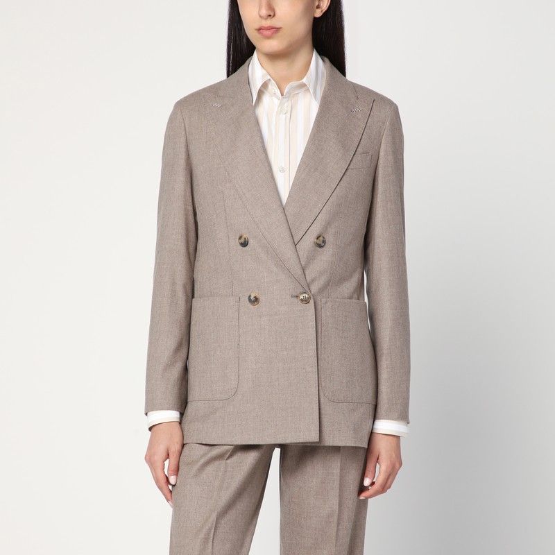 Double-breasted cashmere jacket in dove color - Max Mara - Modalova