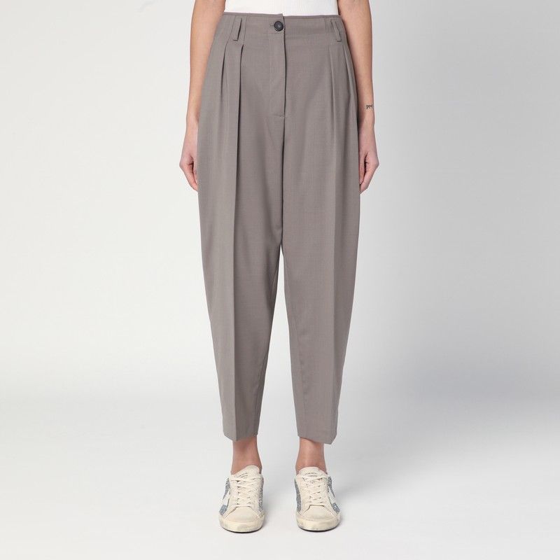 Dove-coloured wool-blend trousers - Erika Cavallini - Modalova