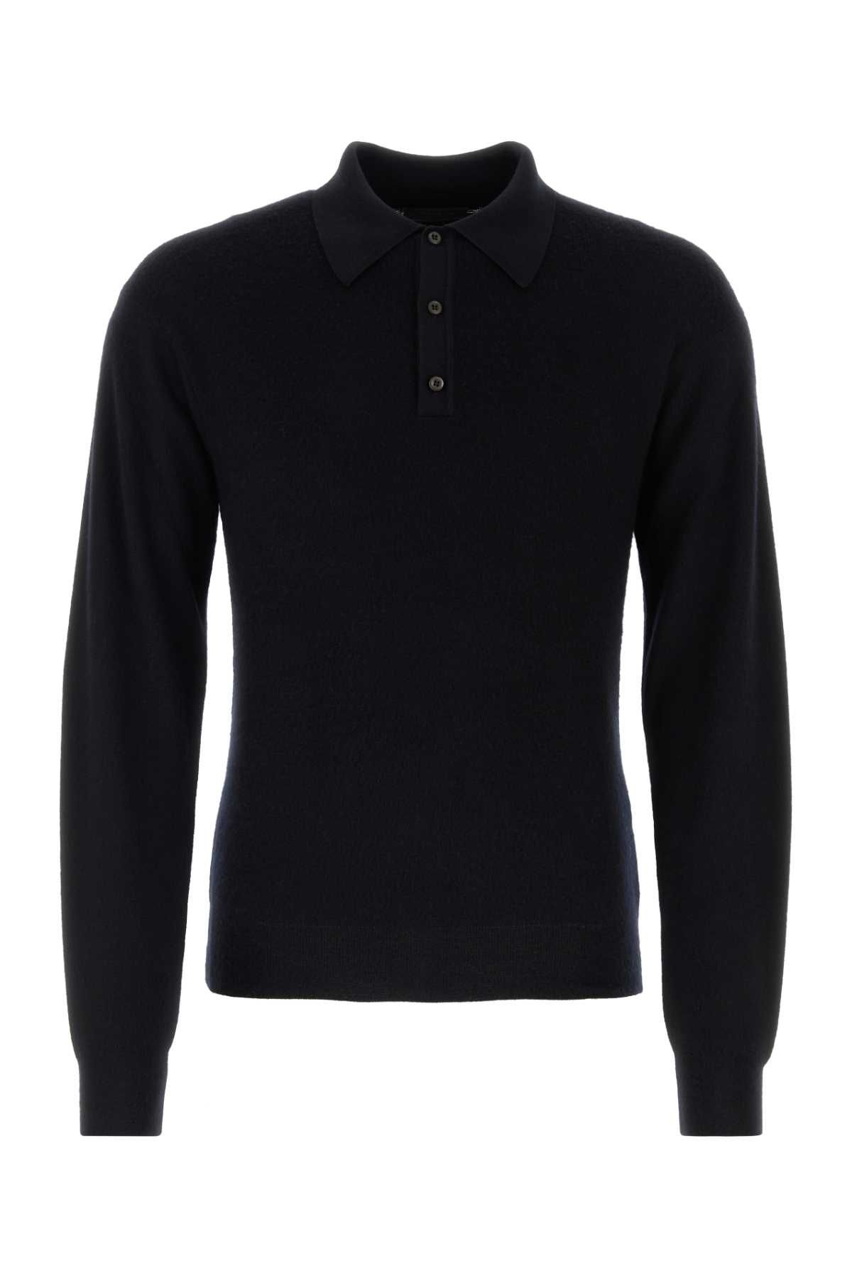 Black Cashmere Blend Polo Shirt - Prada - Modalova