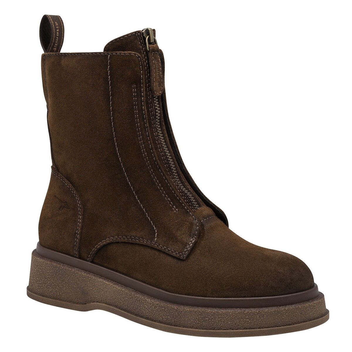 Flat Zip-Up Suede Ankle Boots - tamaris - Modalova