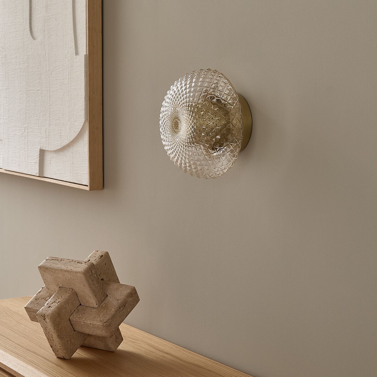 Mistinguett Engraved Glass and Brass Ceiling-Mounted Wall Light, Diameter 20cm - EMMANUEL GALLINA X AM.PM - Modalova
