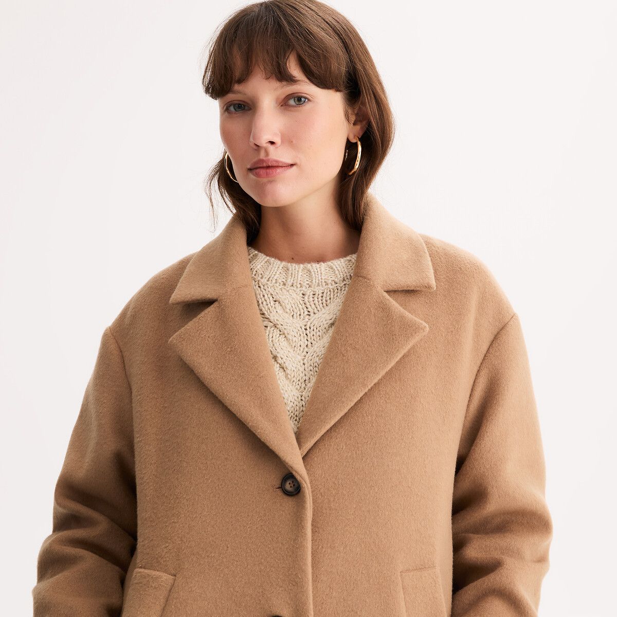 Italian Wool Blend Long Single-Breasted Coat - Anne weyburn - Modalova