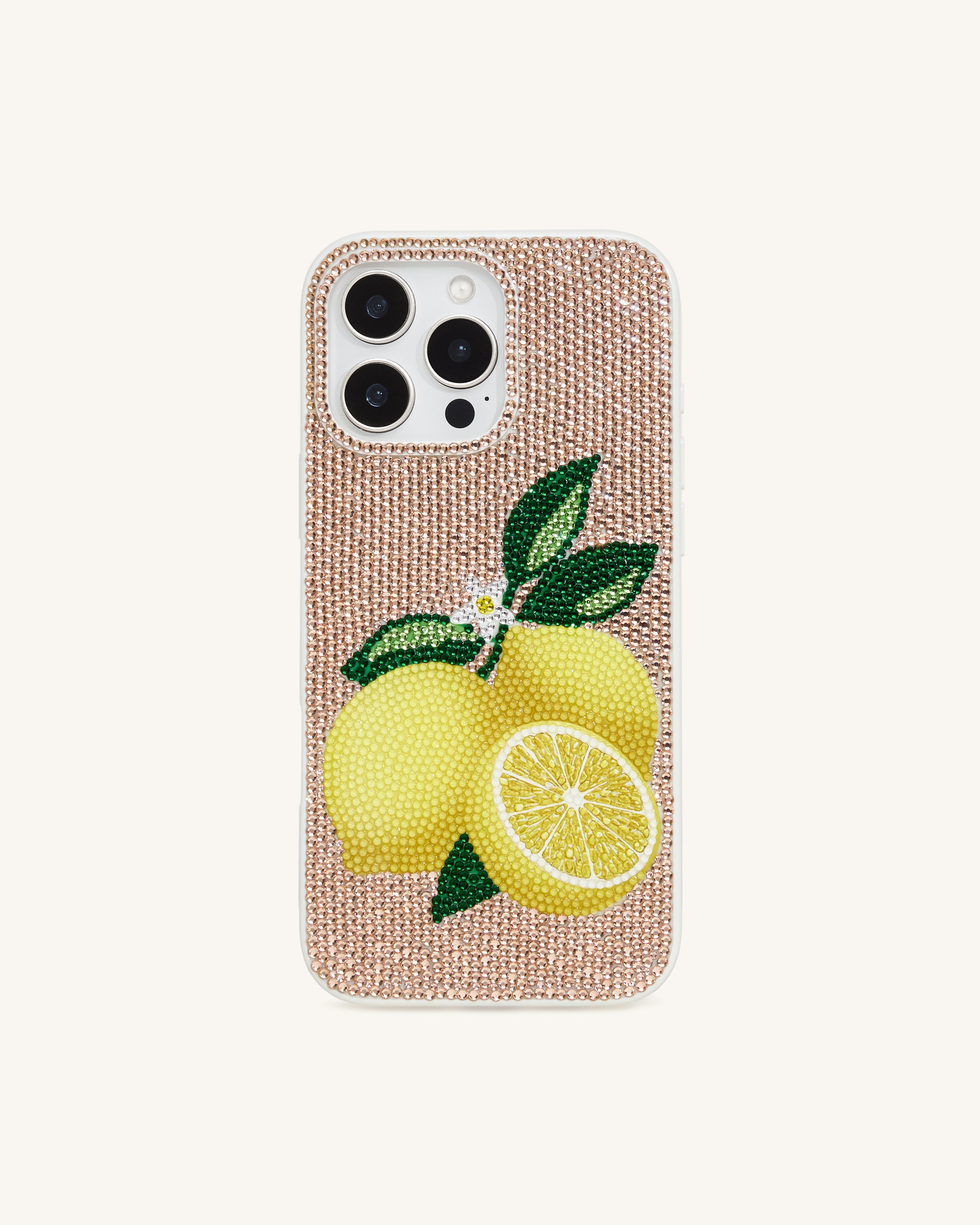 Lemon Artificial Crystal Phone Case - Gold - JW PEI - Modalova