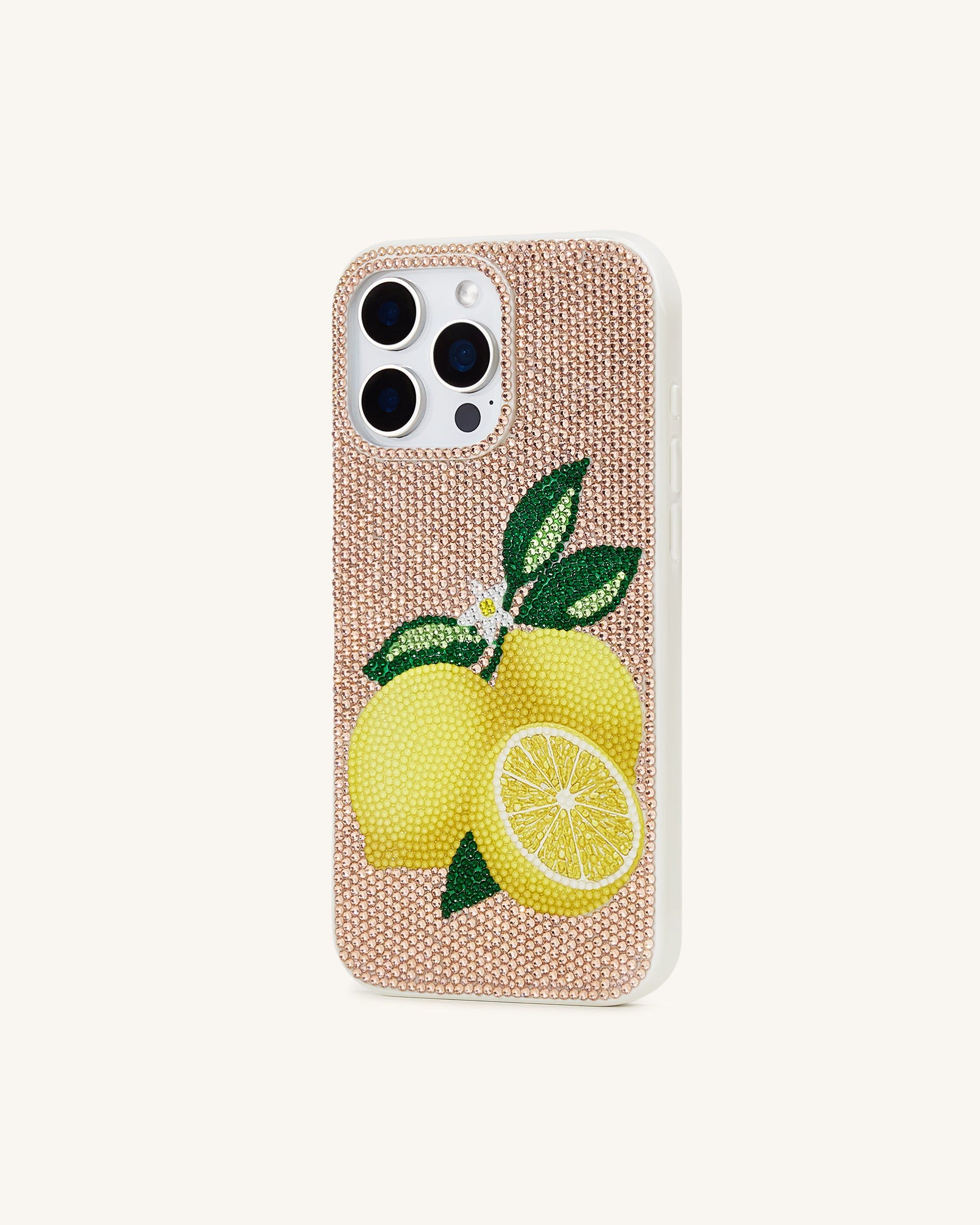 Lemon Artificial Crystal Phone Case - Gold - JW PEI - Modalova