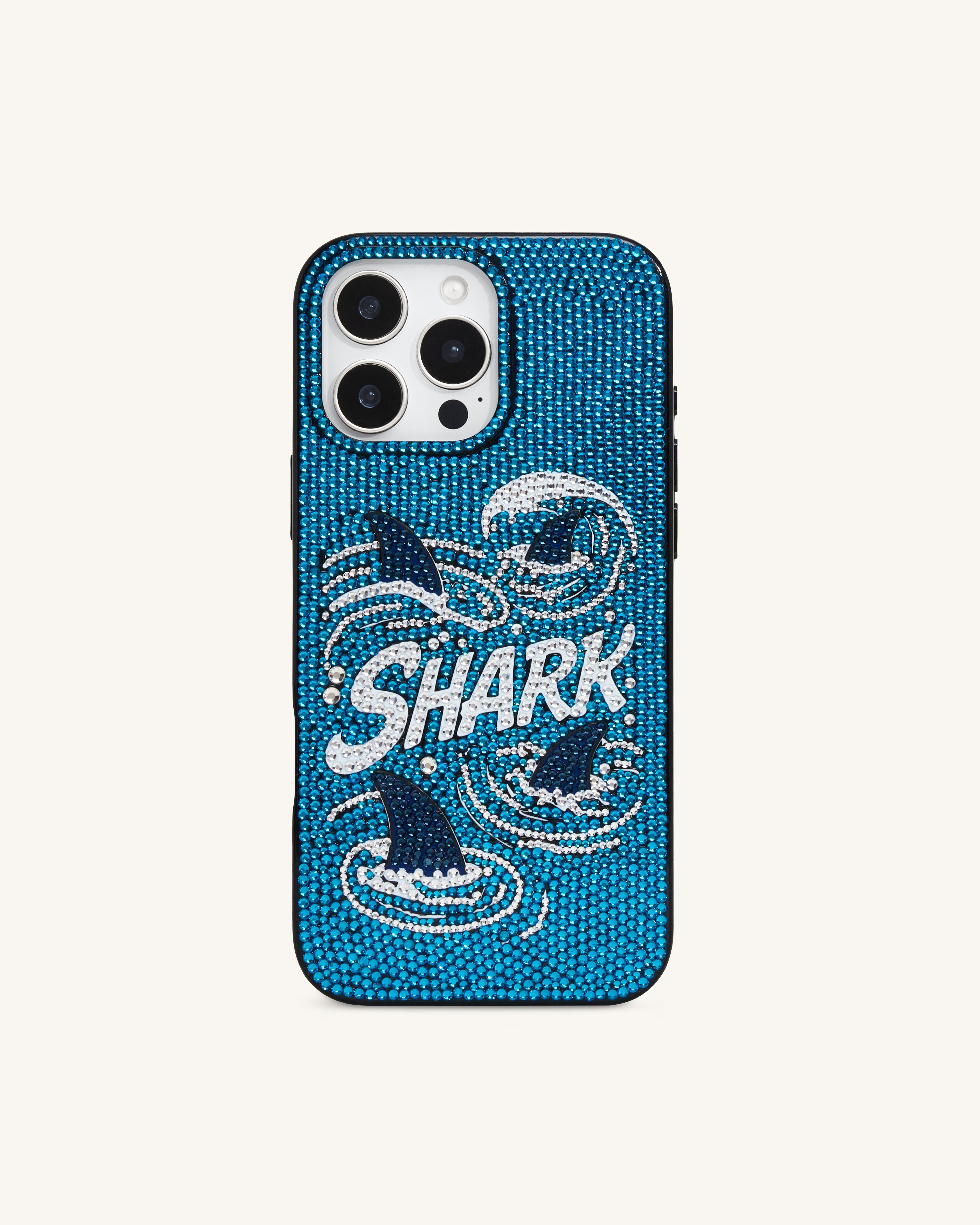 Shark Blue Artificial Crystal Phone Case - Blue - JW PEI - Modalova