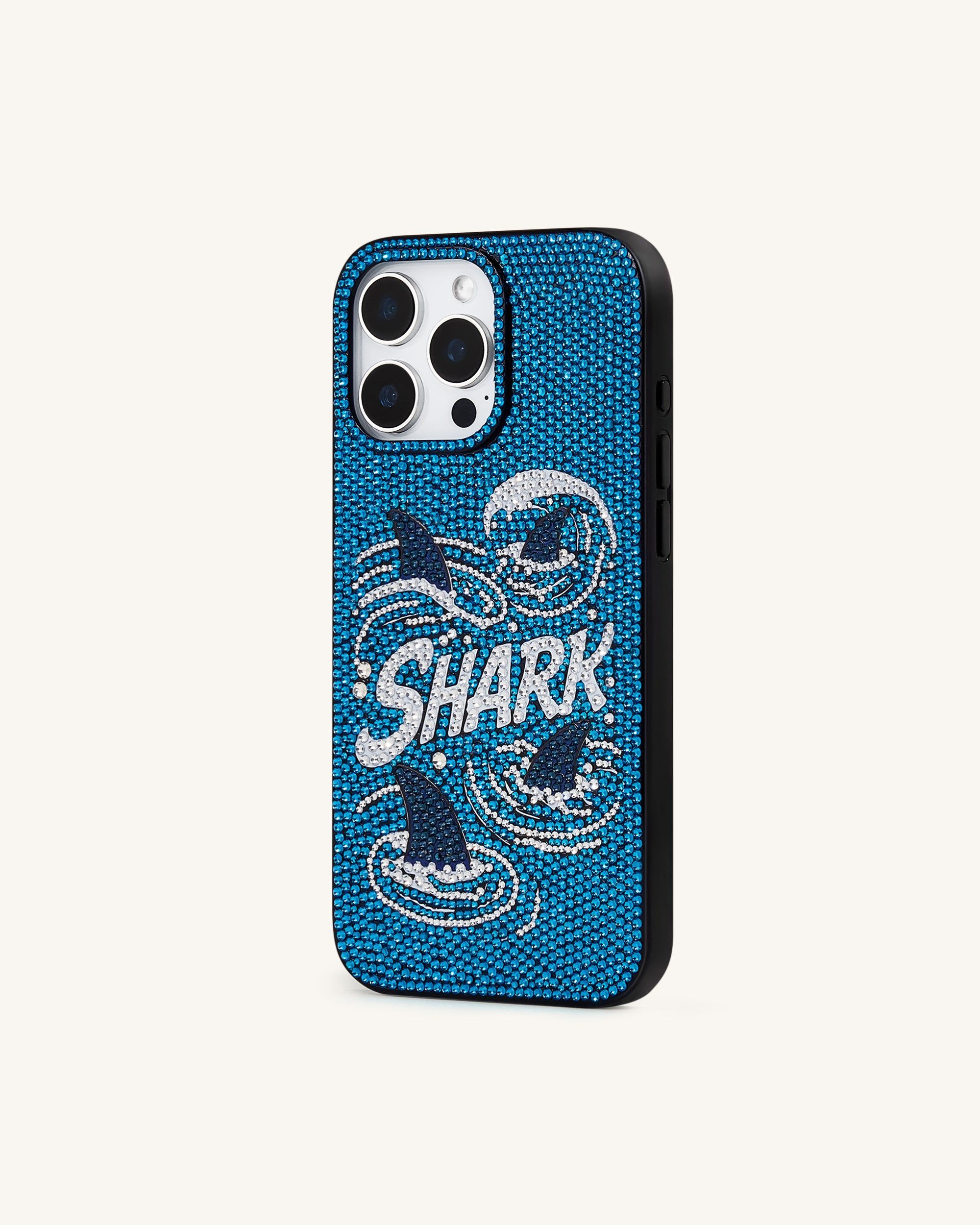 Shark Blue Artificial Crystal Phone Case - Blue - JW PEI - Modalova