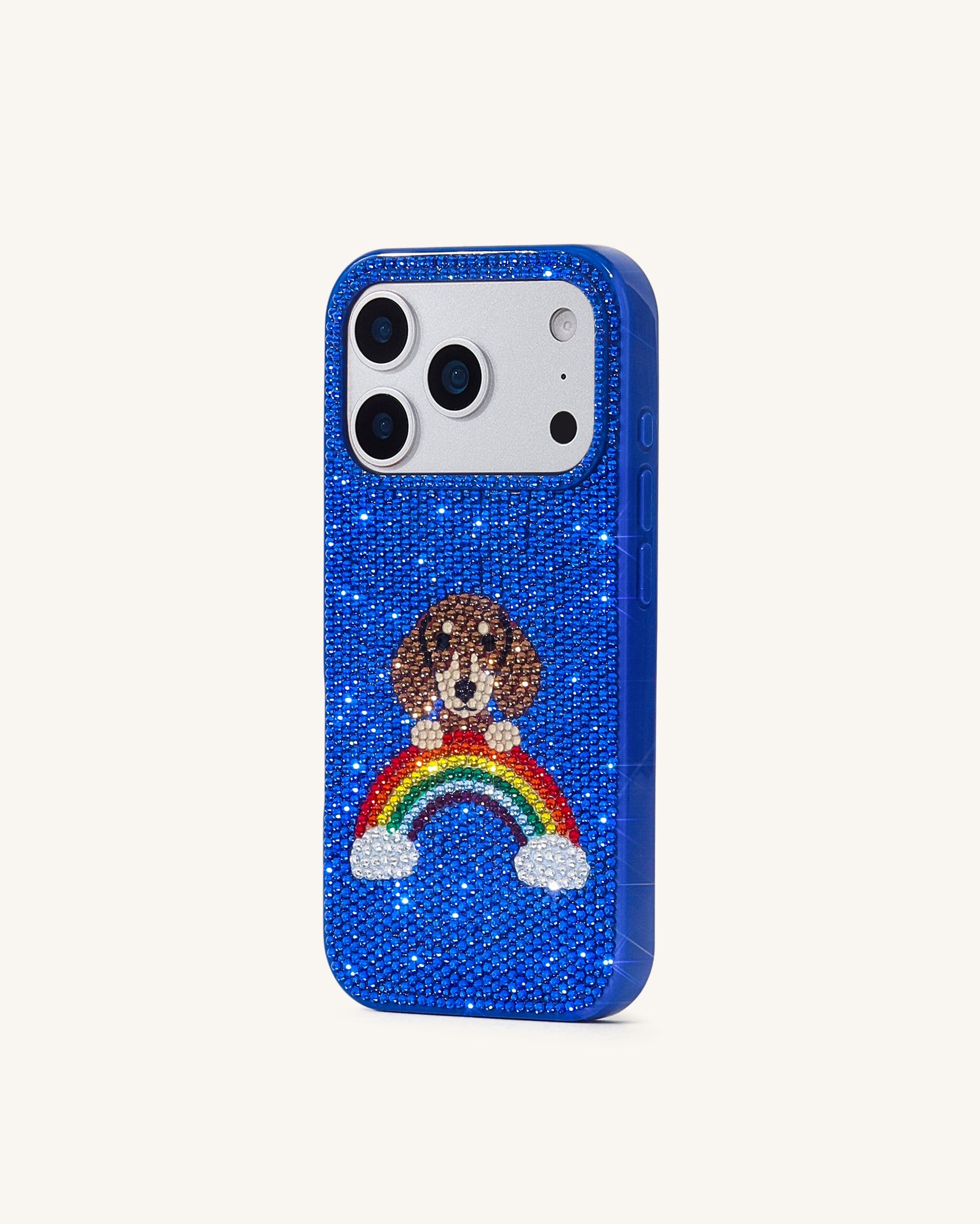 Rainbow Dog Artificial Crystal Phone Case - Blue - JW PEI - Modalova