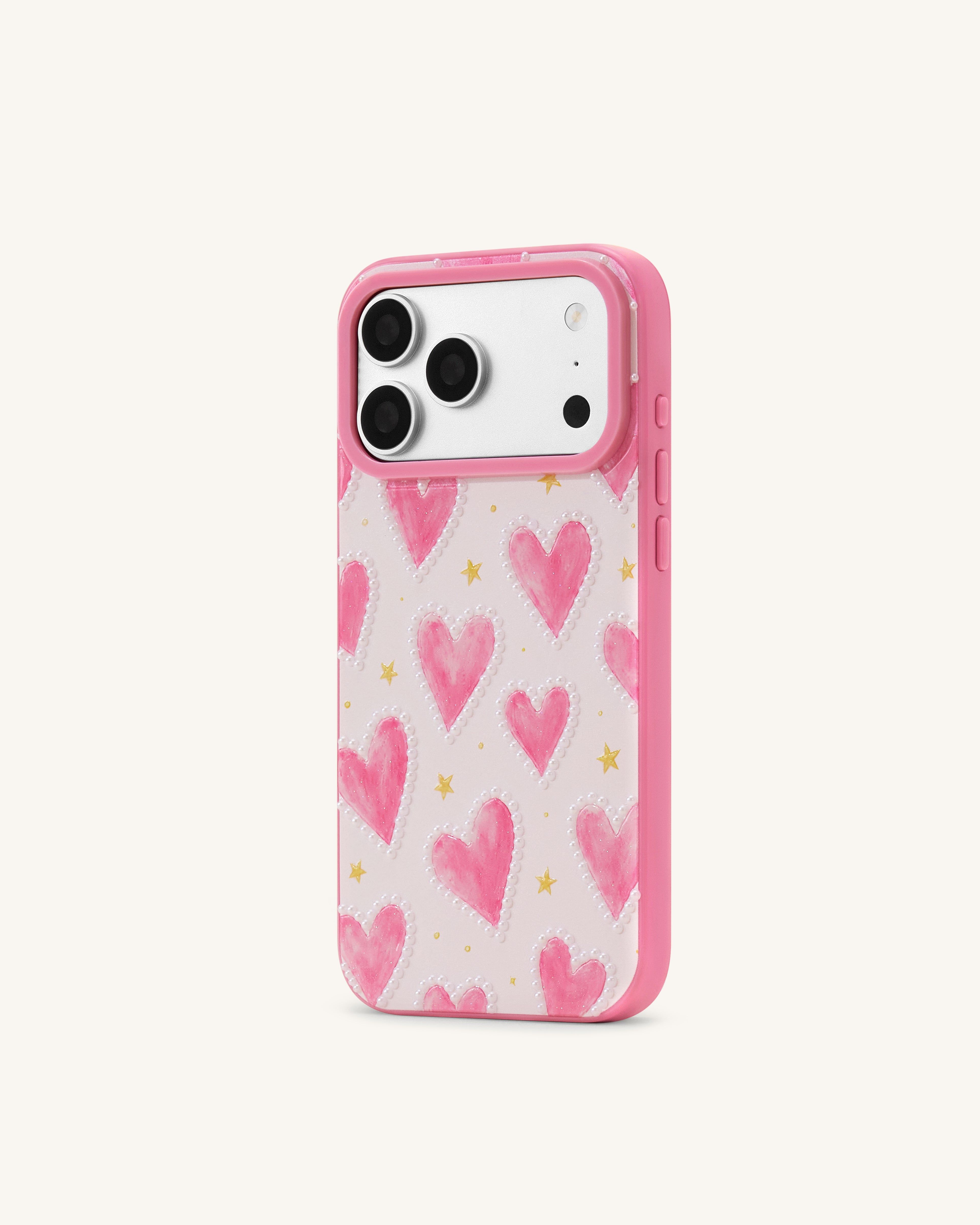 Pink Heart Pattern Phone Case - Pink - JW PEI - Modalova