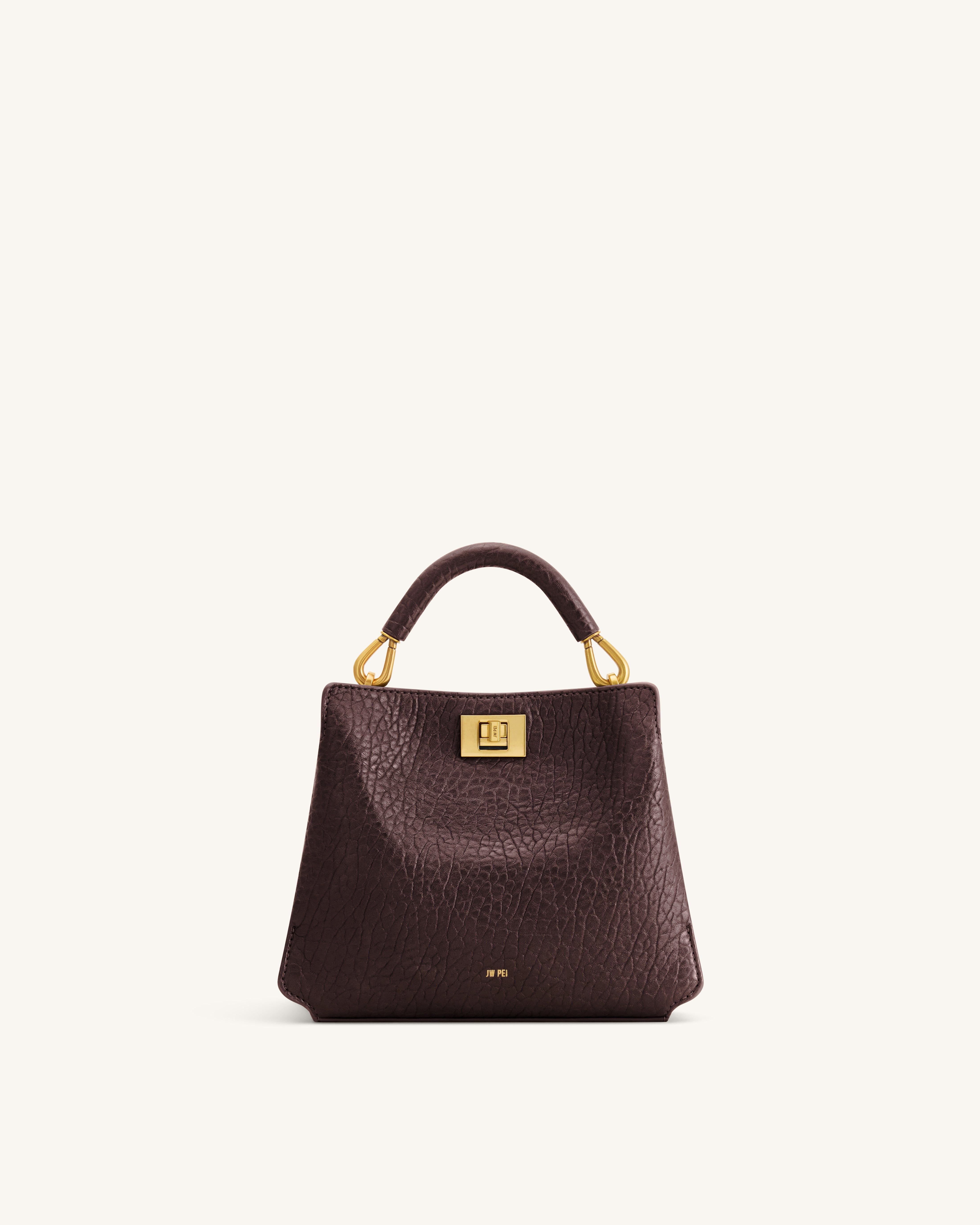 Lucia Elephant-Effect Top Handle Bag - Dark Brown - JW PEI - Modalova