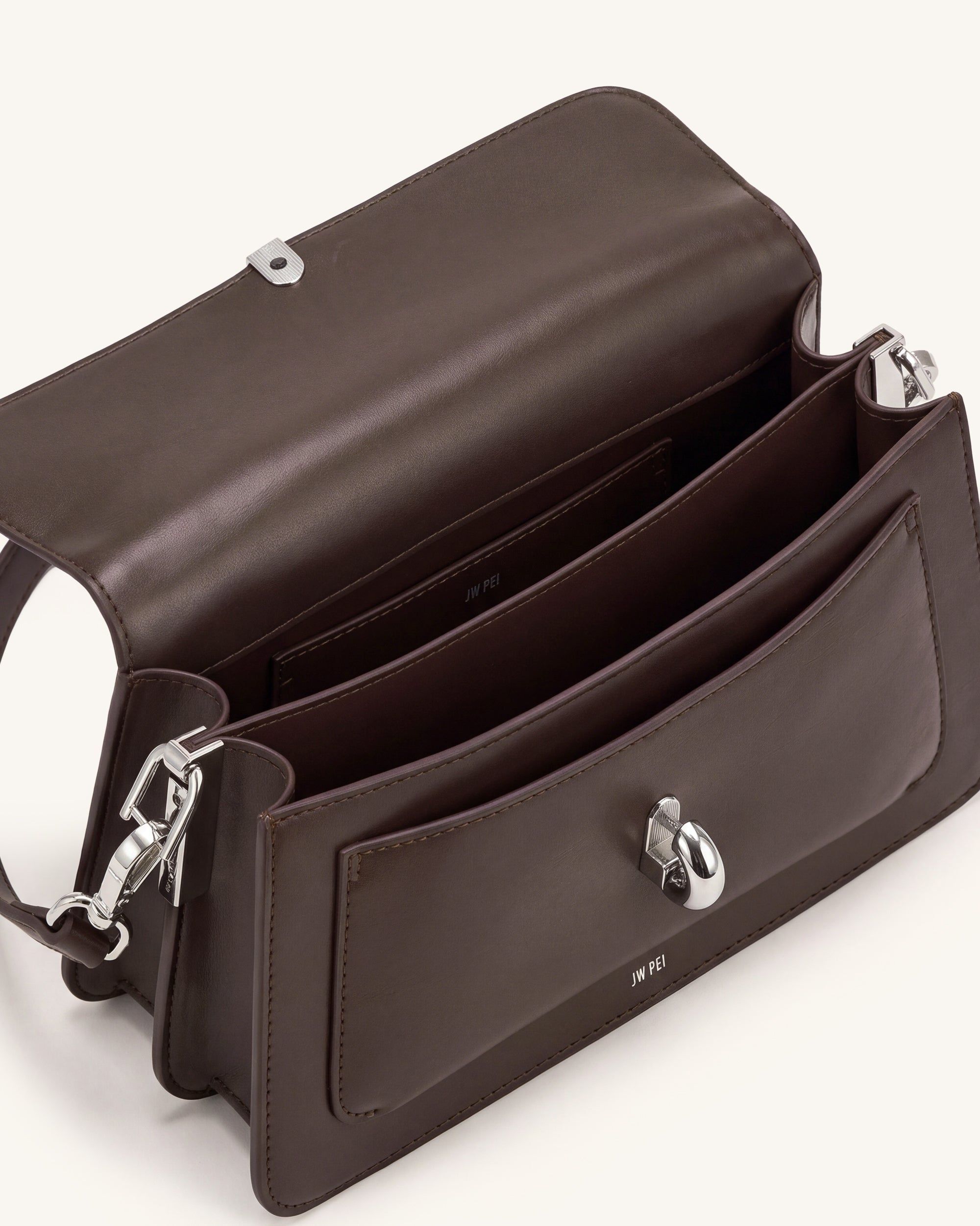 Amelie Front-Pocket Flap Shoulder Bag - Chocolate Brown - JW PEI - Modalova