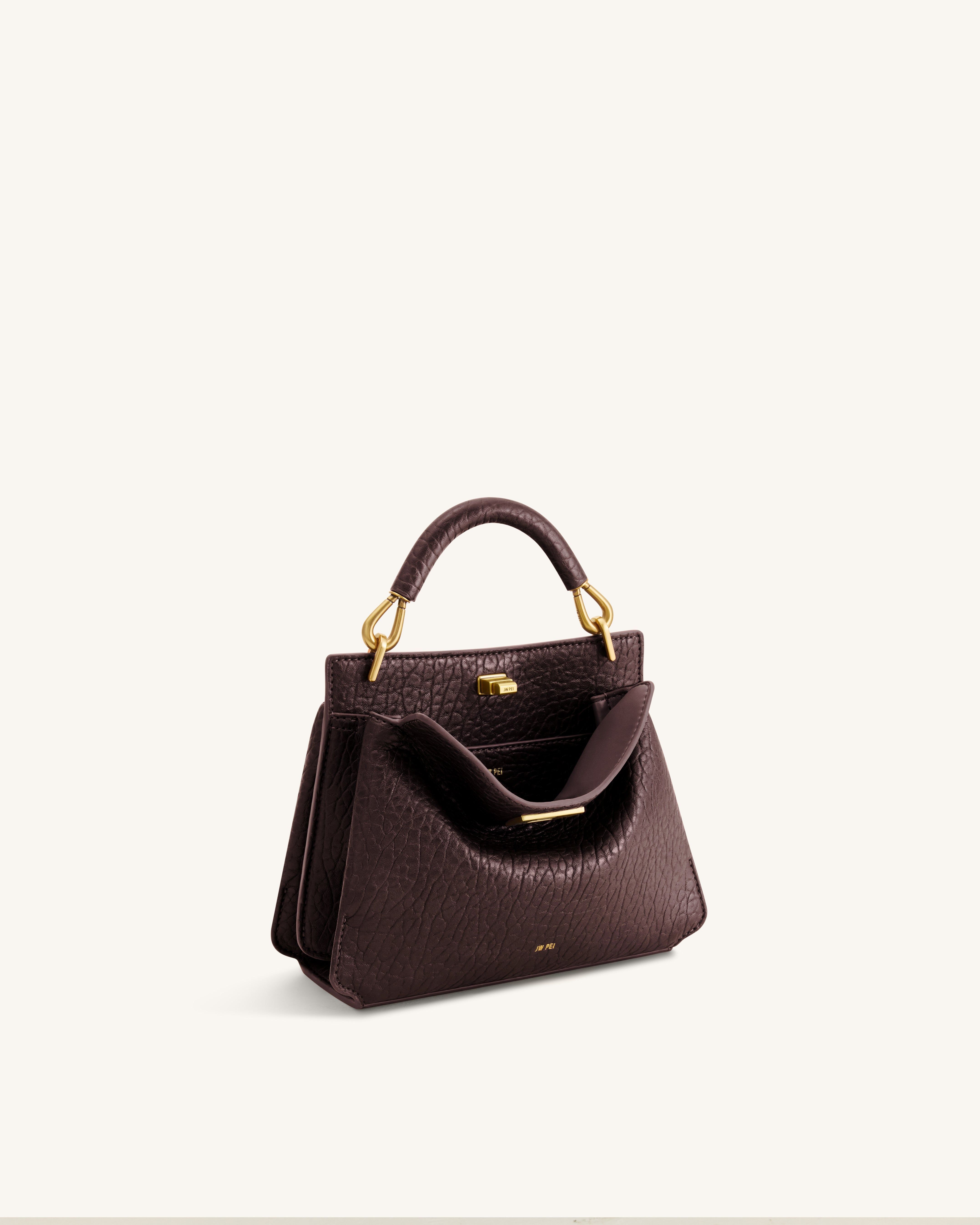 Lucia Elephant-Effect Top Handle Bag - Dark Brown - JW PEI - Modalova