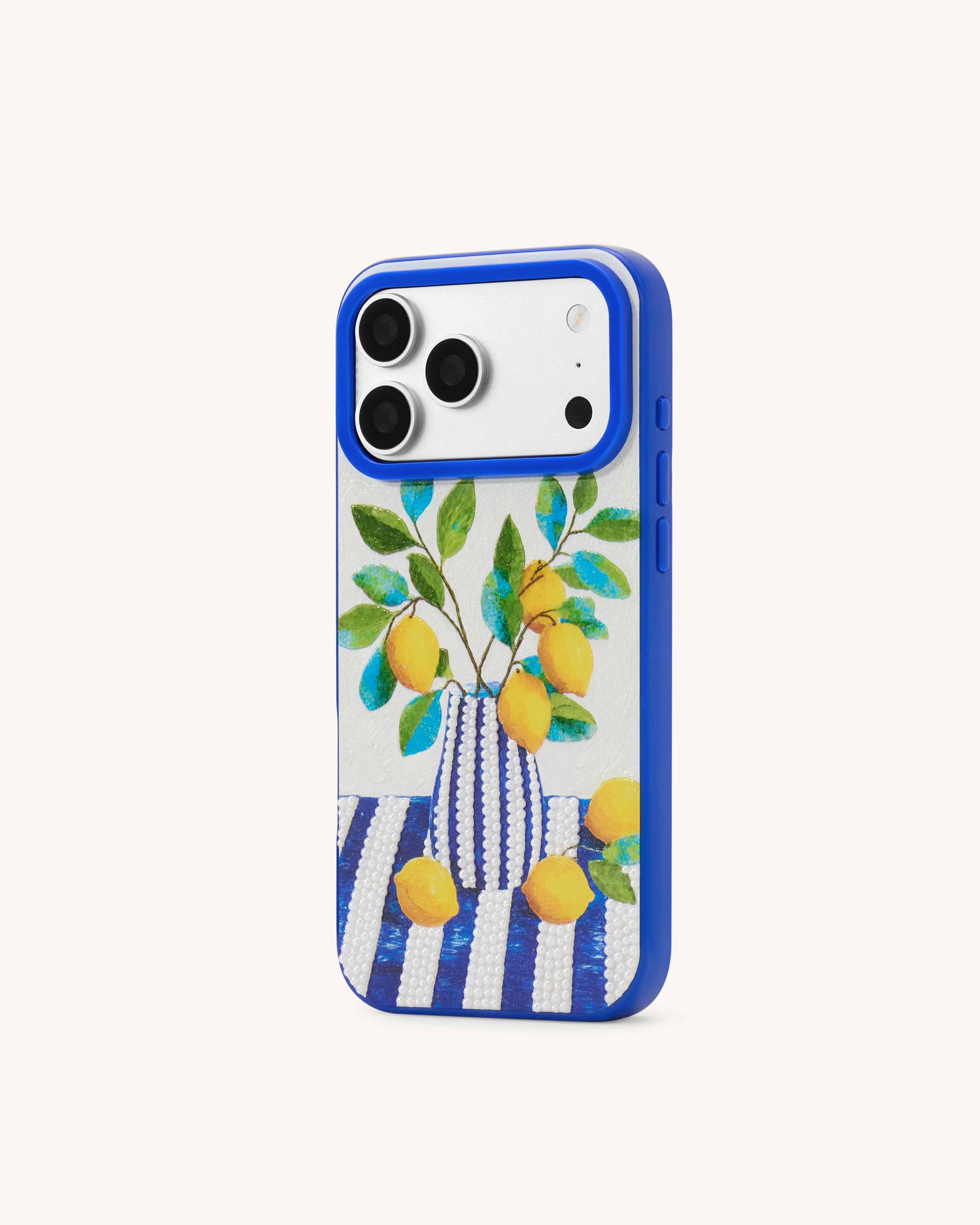 Lemon Vase Art Phone Case - Blue - JW PEI - Modalova