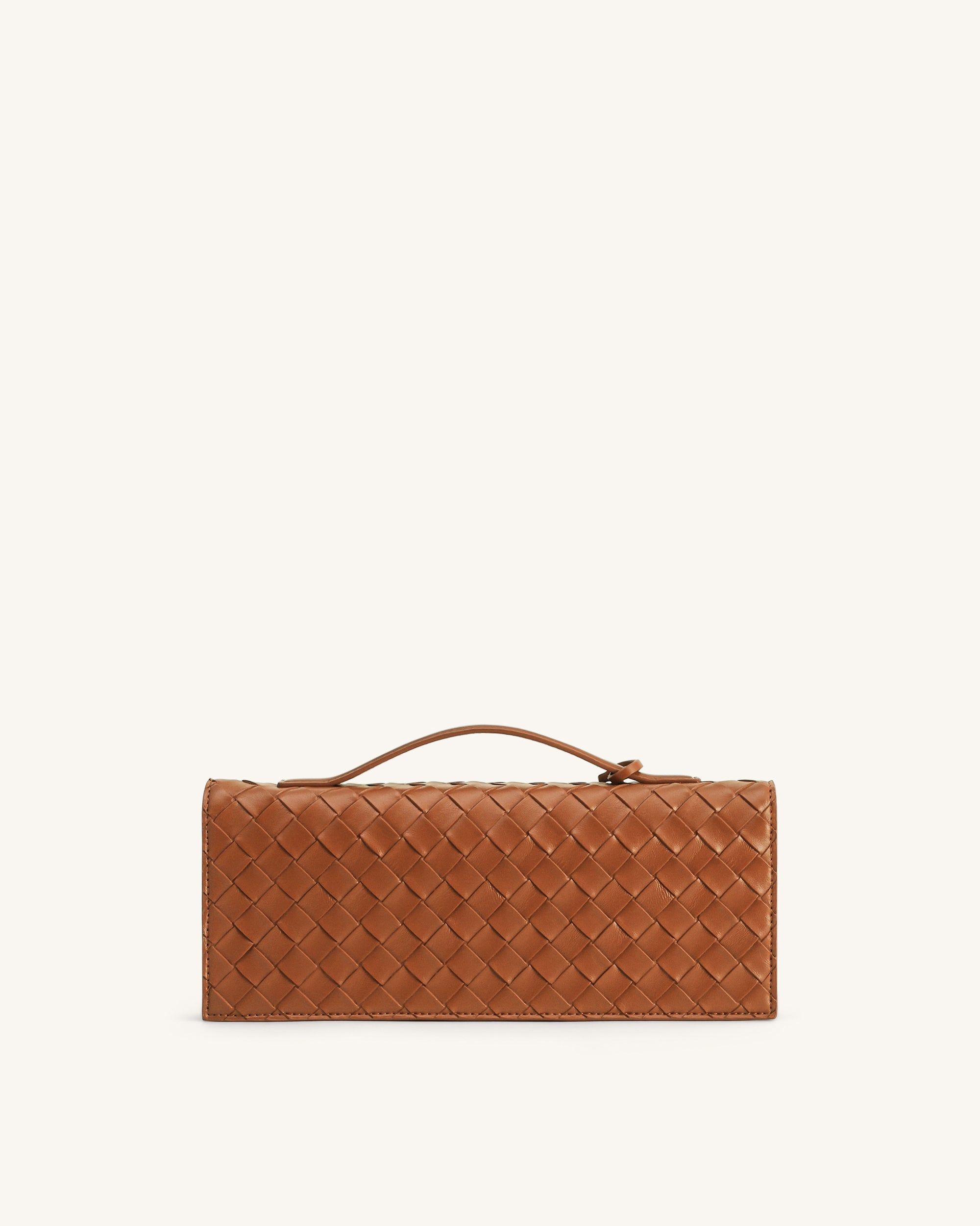 Celeste Woven Textured Envelope Top Handle Bag - Brown - JW PEI - Modalova