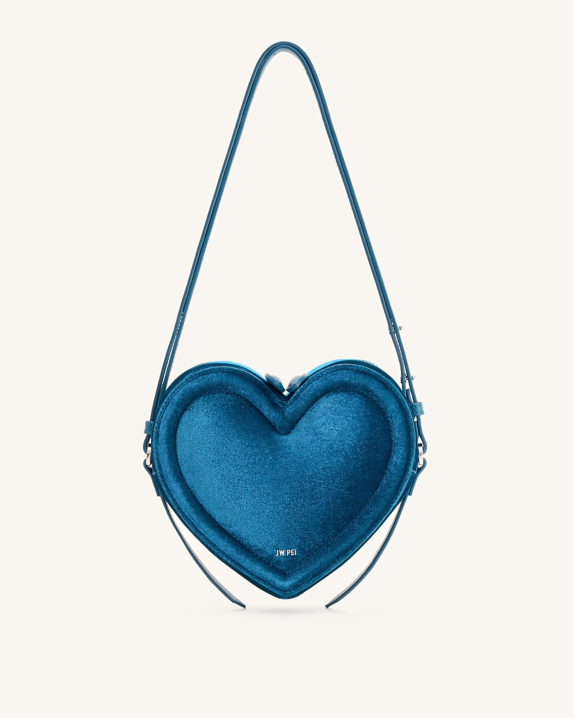 Arlene Velvet Heart Shaped Bag - Blue - JW PEI - Modalova