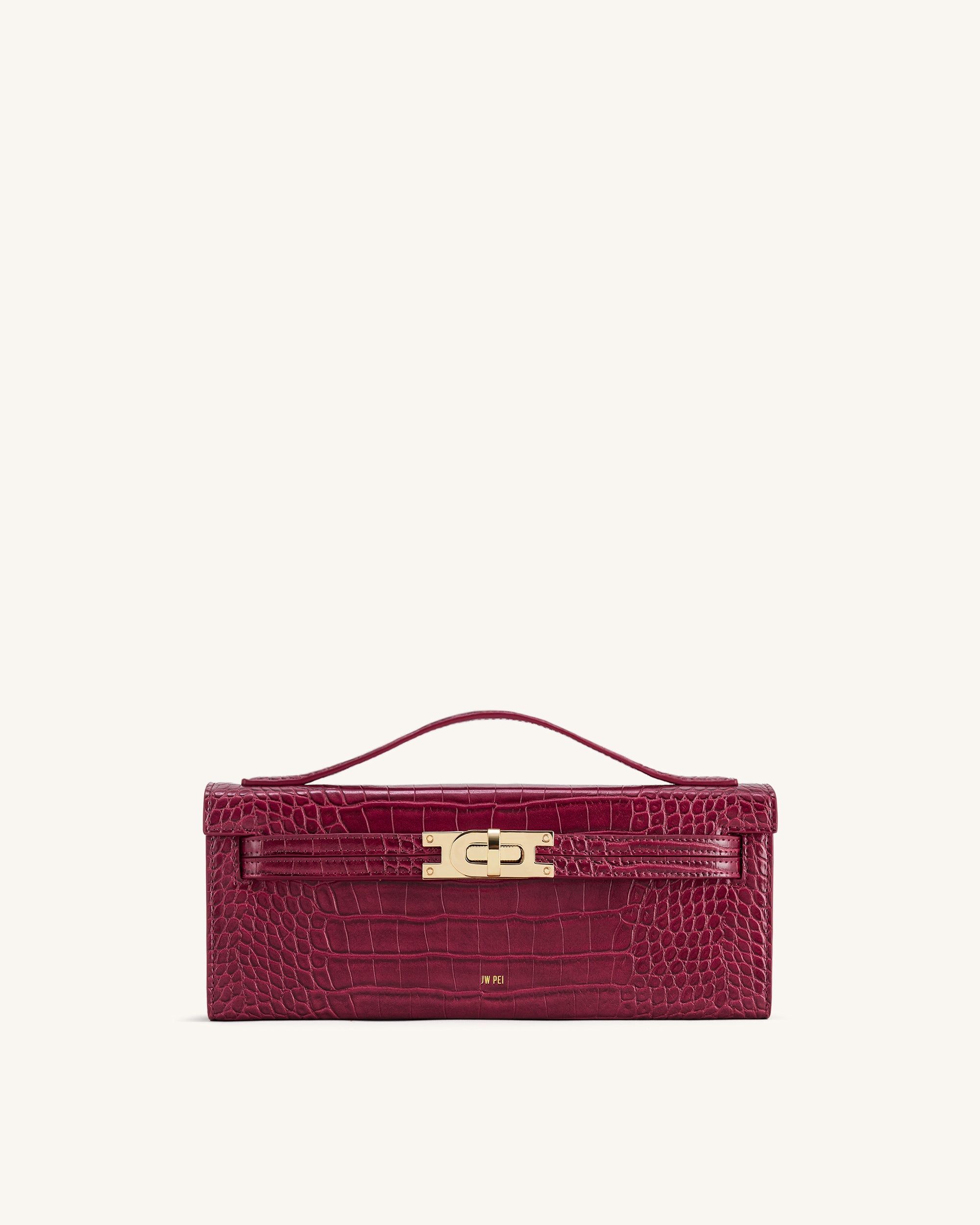 Bria Structured Top Handle Bag - Burgundy Croc - JW PEI - Modalova