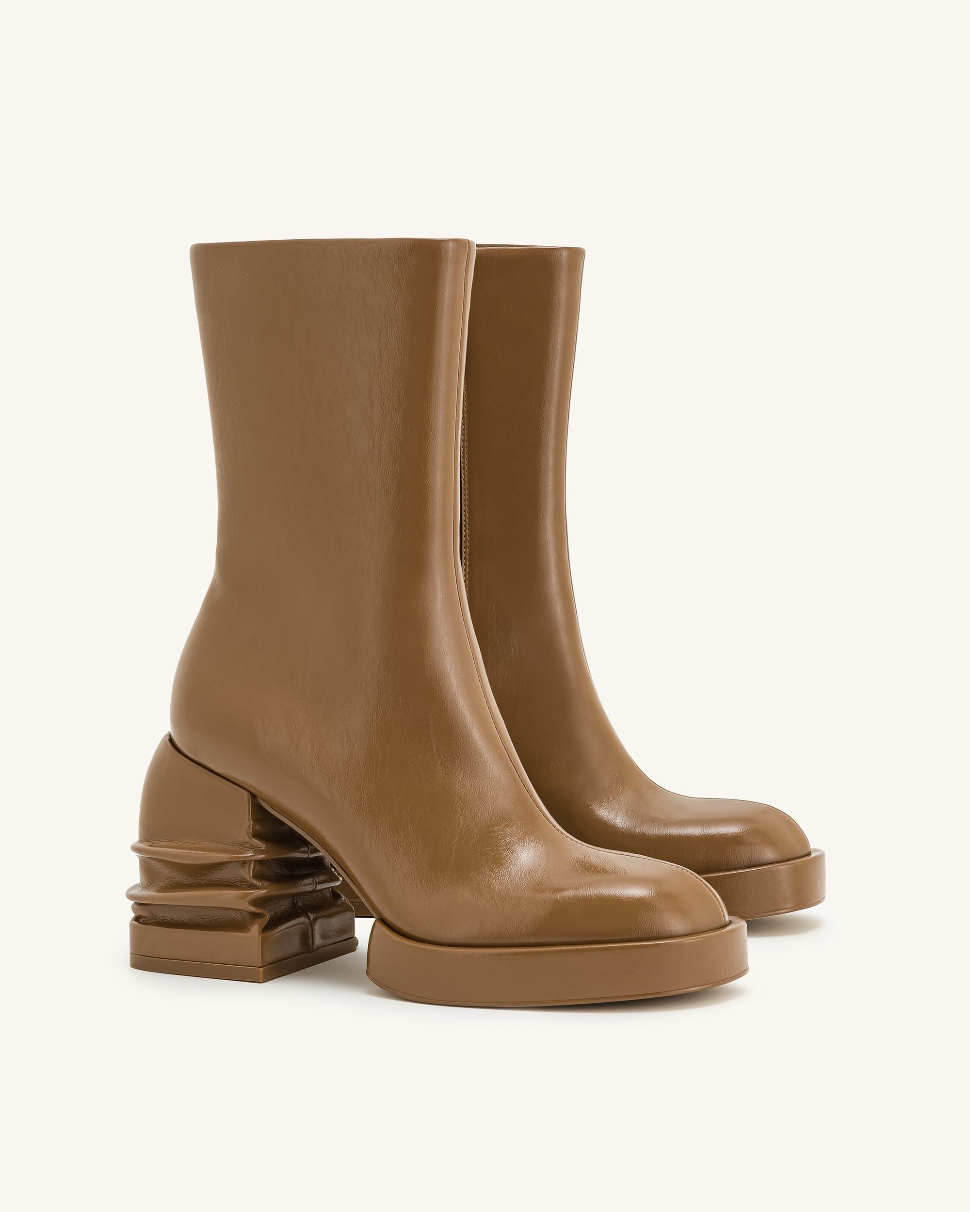 Saylor Round Toe Platform Ankle Boots - Brown - JW PEI - Modalova
