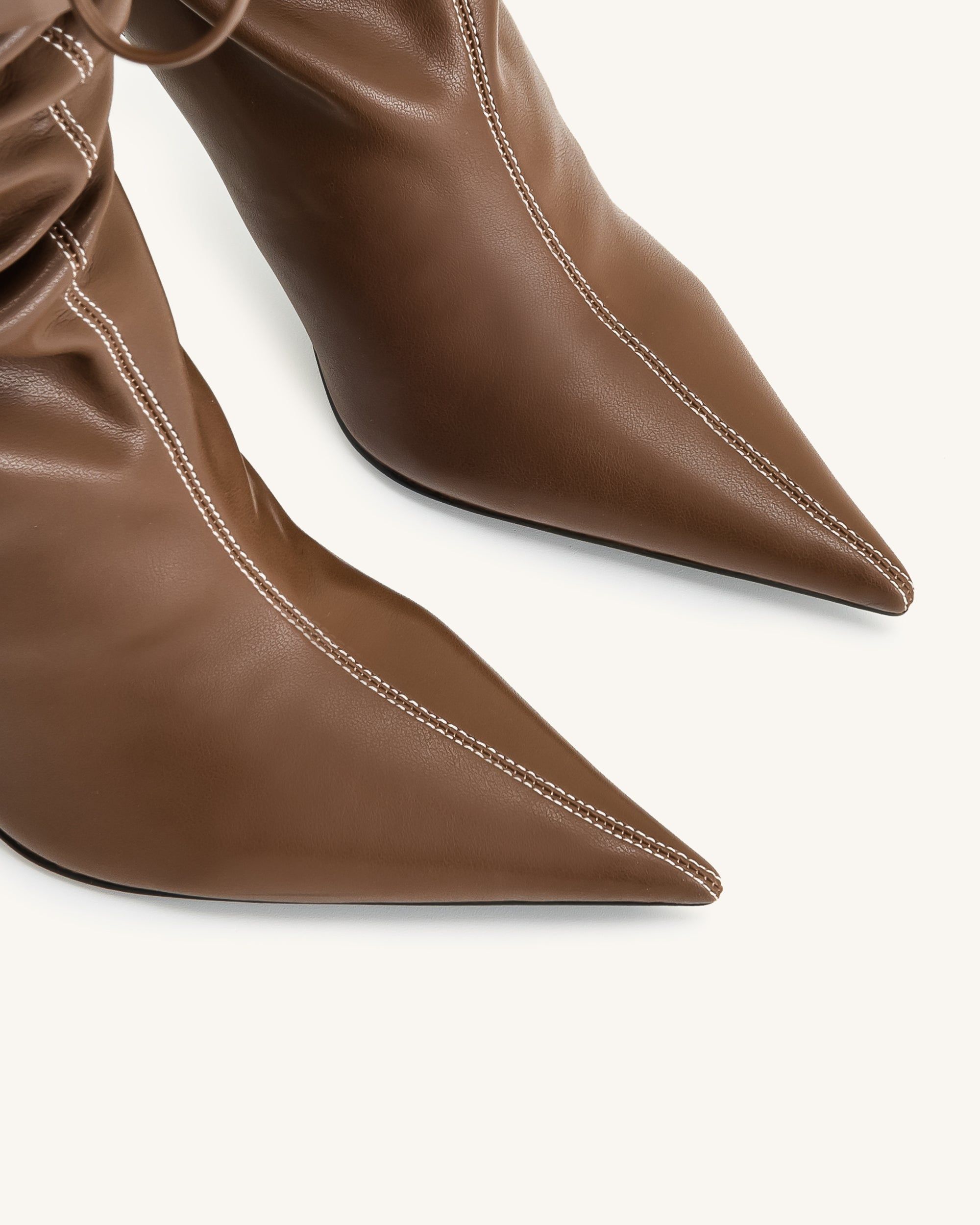 Olivia Leather High Heel Boots - Brown - JW PEI - Modalova