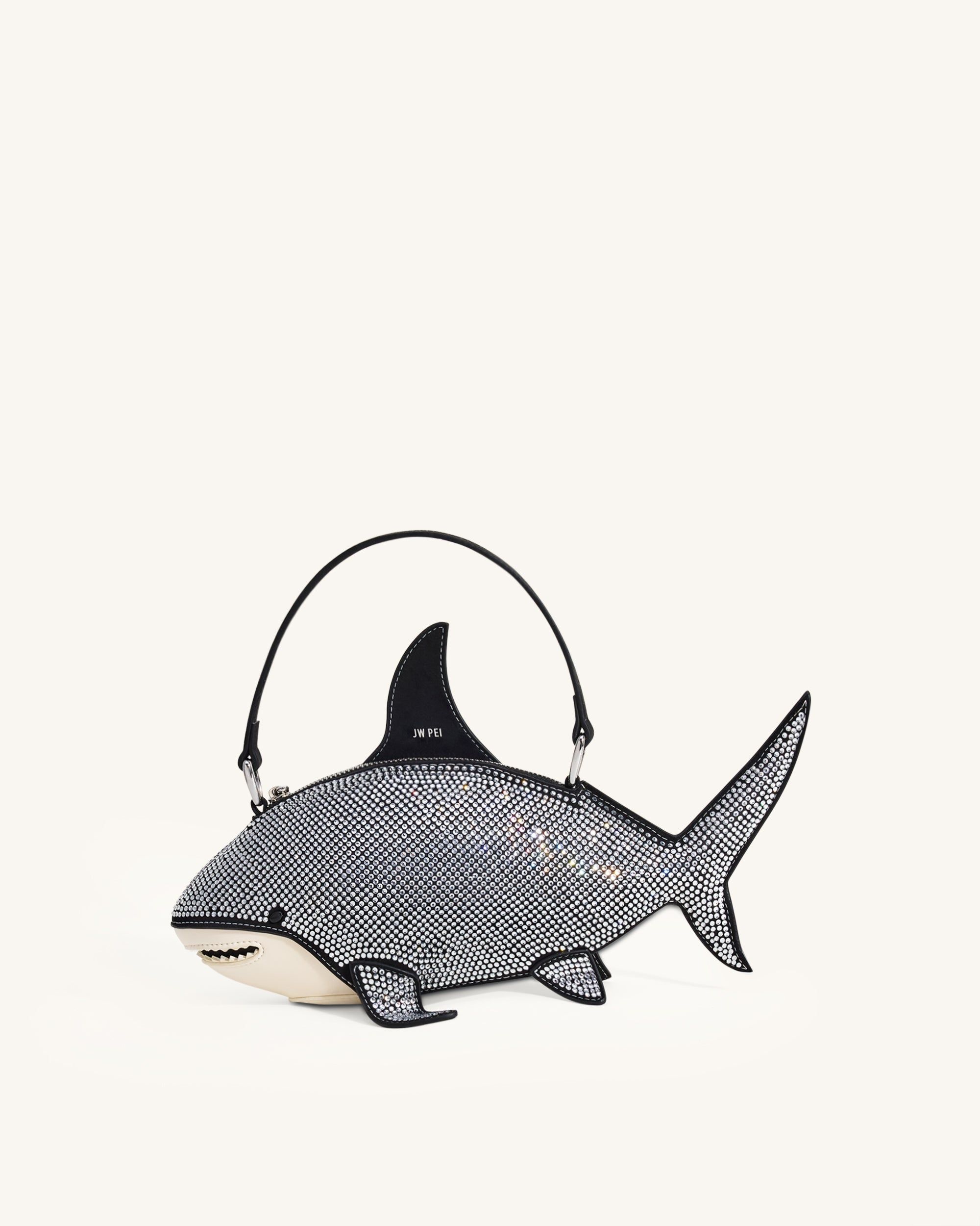 Nerys Artificial Crystal Shark Top Handle Bag - Black - JW PEI - Modalova