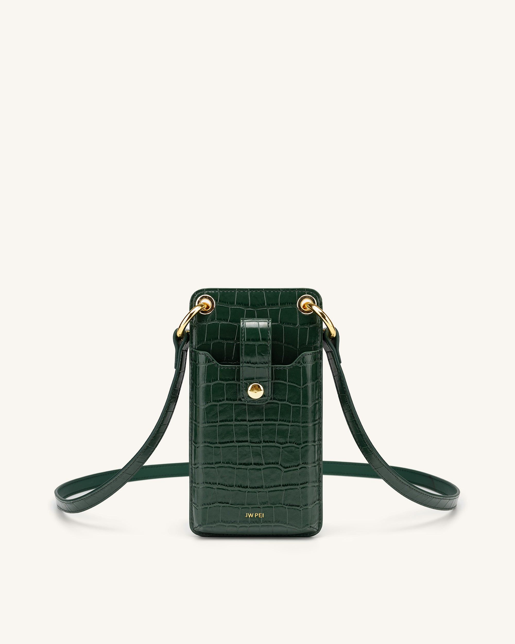 Quinn Phone Bag - Dark Green Croc - JW PEI - Modalova