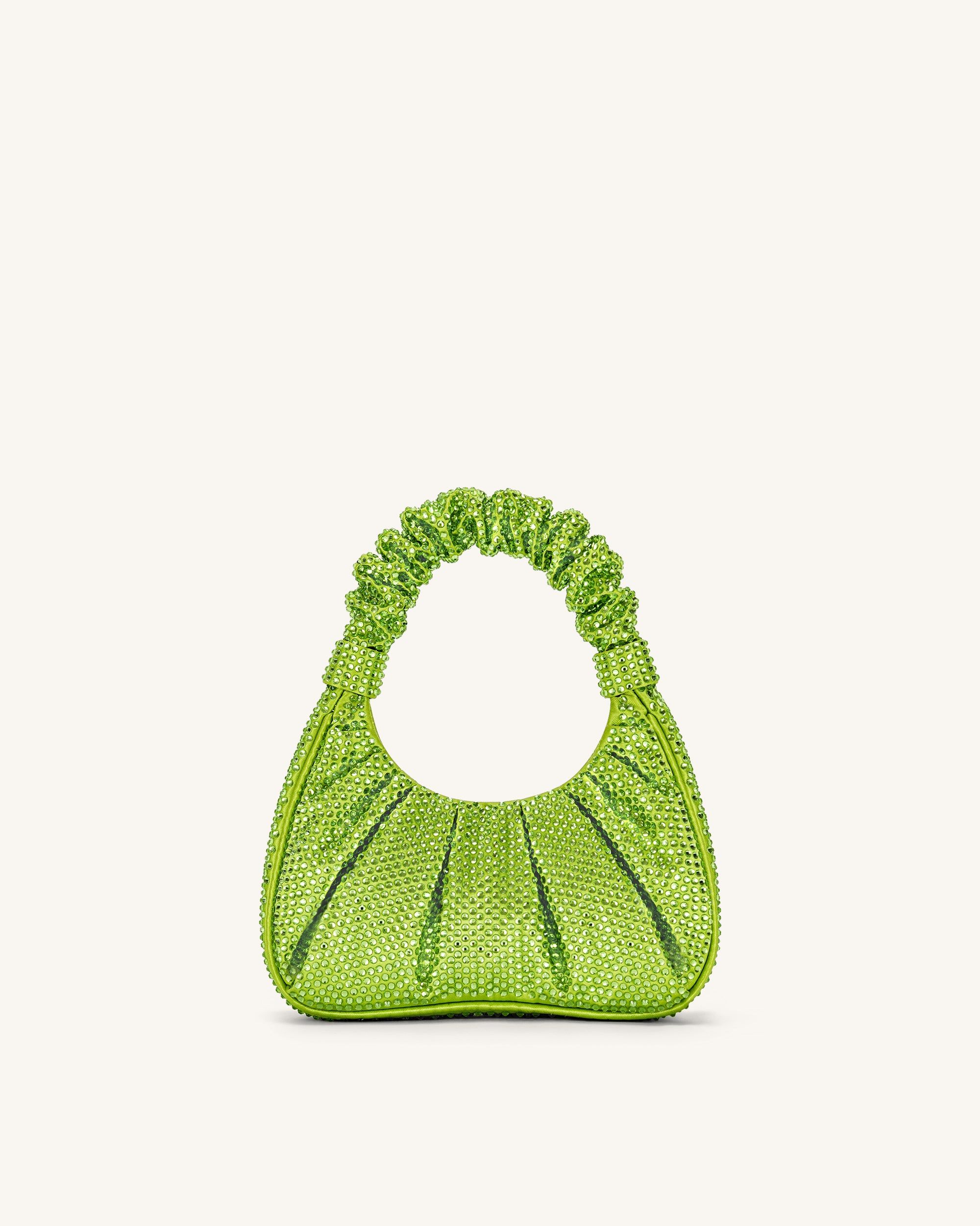 Gabbi Artificial Crystal Medium Ruched Hobo Handbag - Green - JW PEI - Modalova