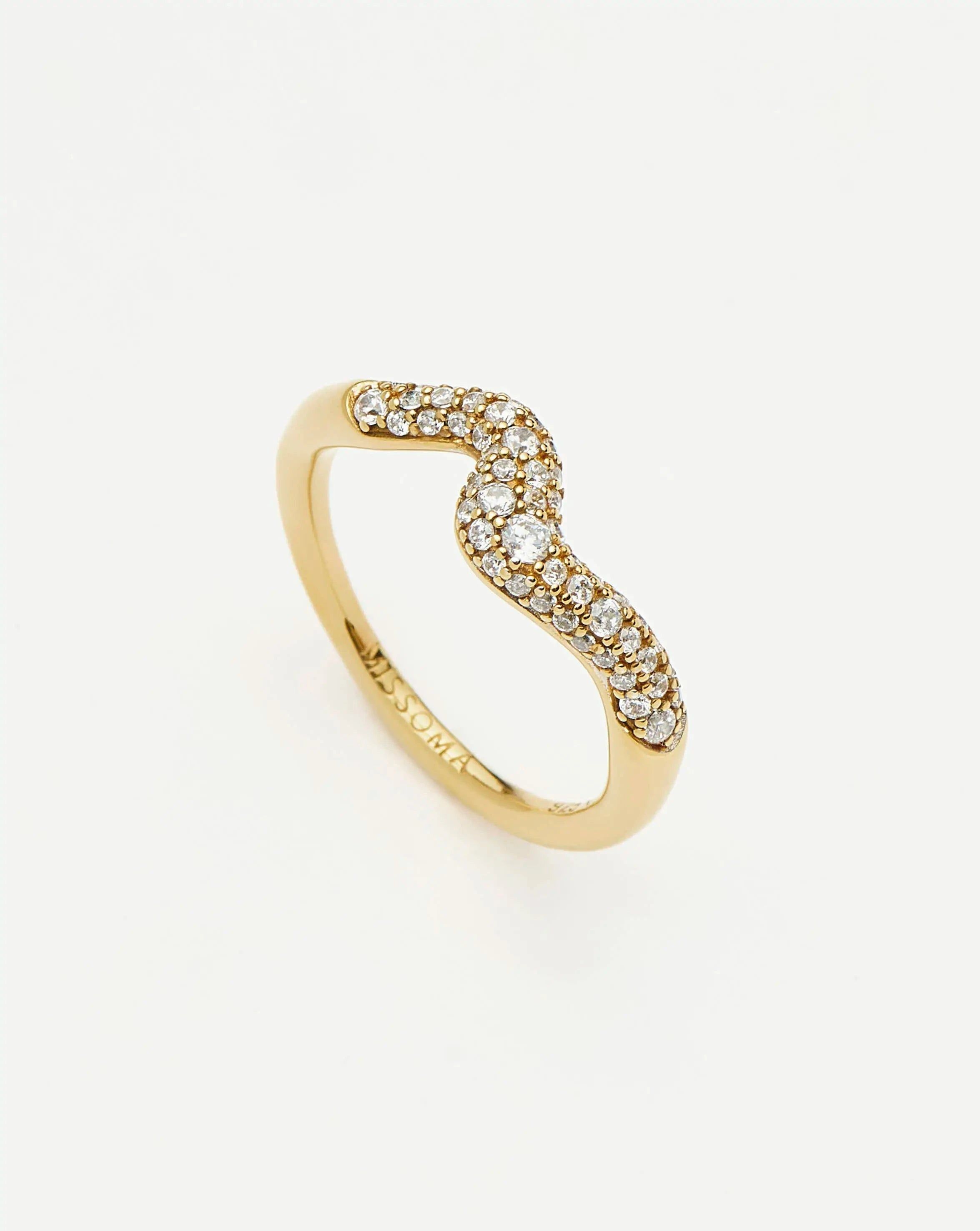 Molten Snow Stacking Ring | 18ct Gold Vermeil/Cubic Zirconia - Missoma - Modalova