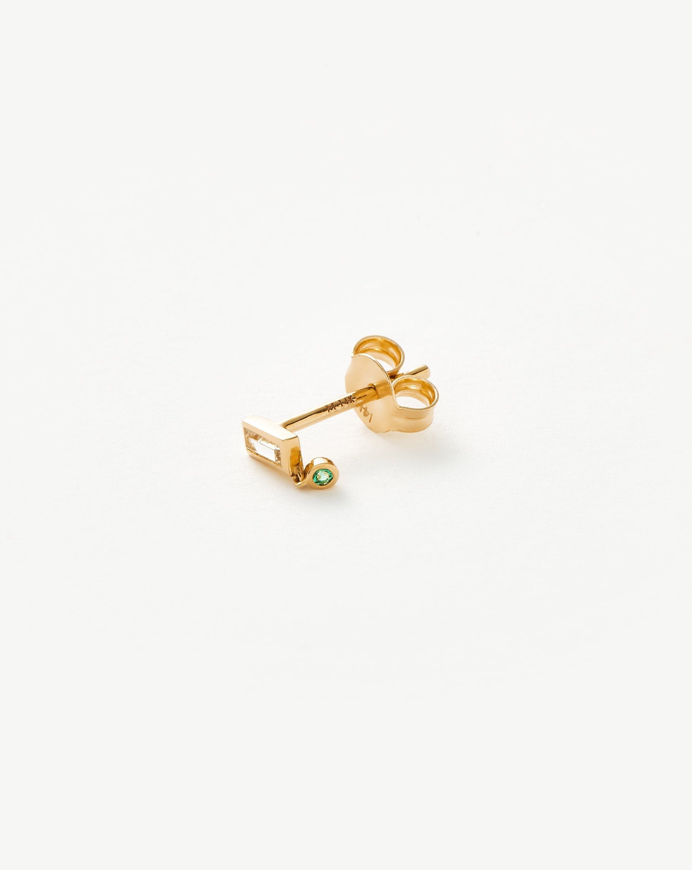 Solid Gold Emerald Single Drop Stud Earring - Missoma - Modalova