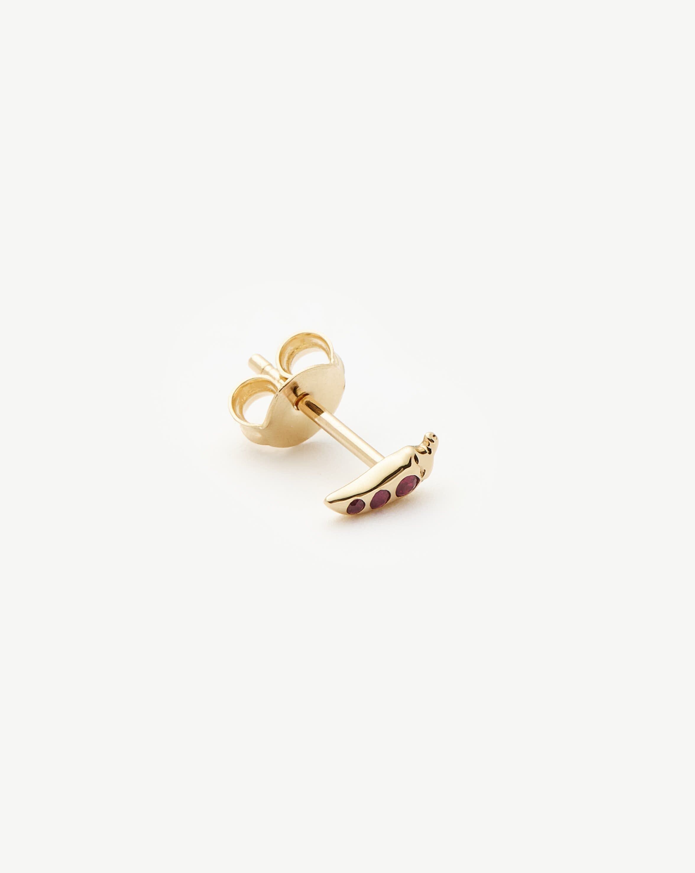 Solid Gold Ruby Chilli Single Stud Earring | 9ct Solid Gold/Ruby - Missoma - Modalova