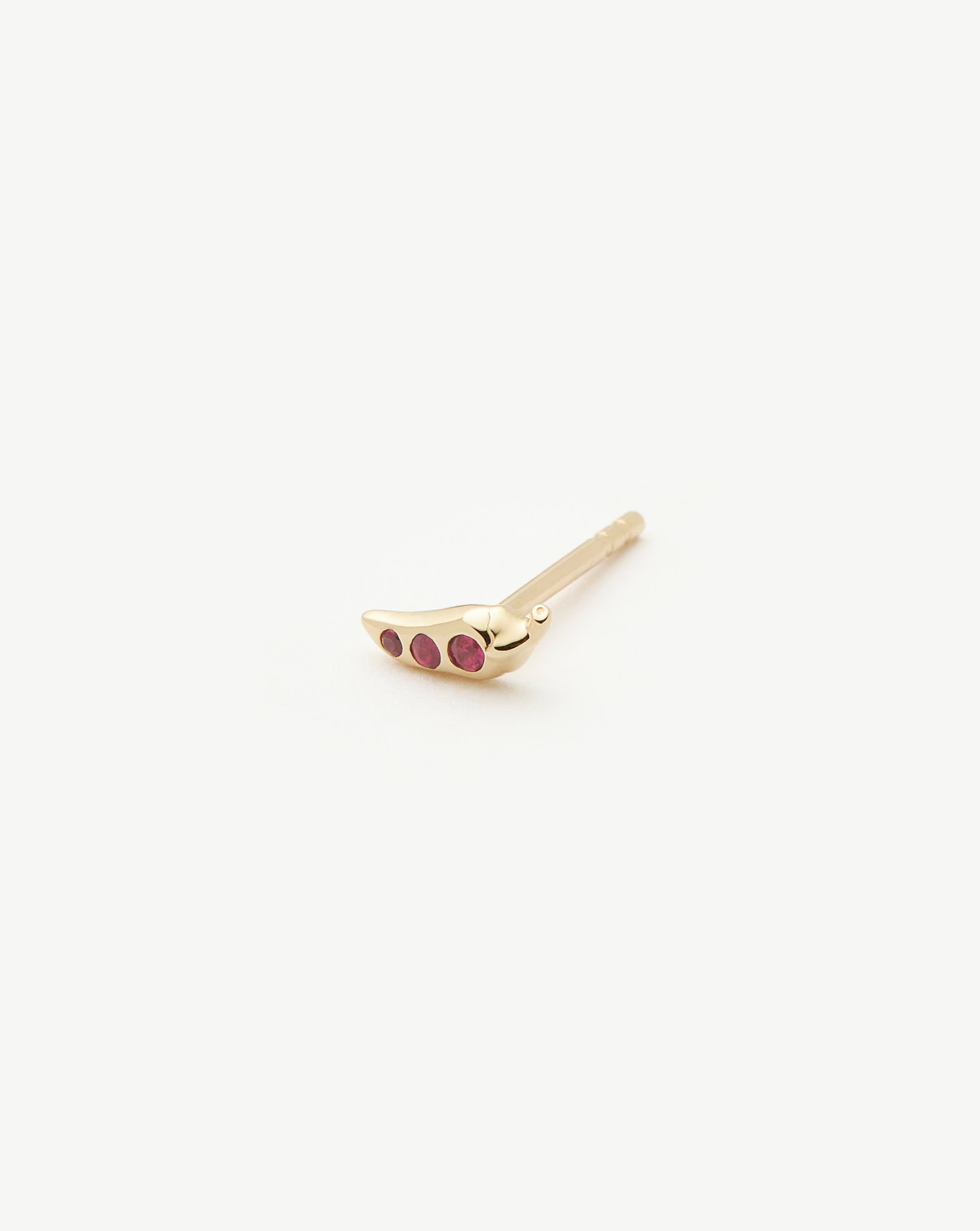 Solid Gold Ruby Chilli Single Stud Earring | 9ct Solid Gold/Ruby - Missoma - Modalova