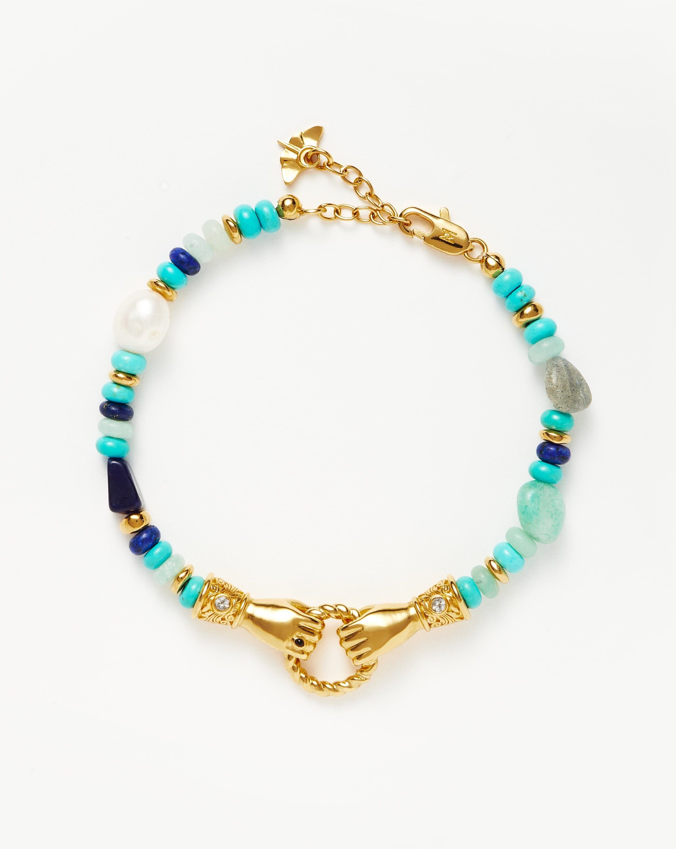 Harris Reed In Good Hands Beaded Gemstone Bracelet | 18ct Gold Plated/Turquoise, Lapis & Pearl - Missoma - Modalova
