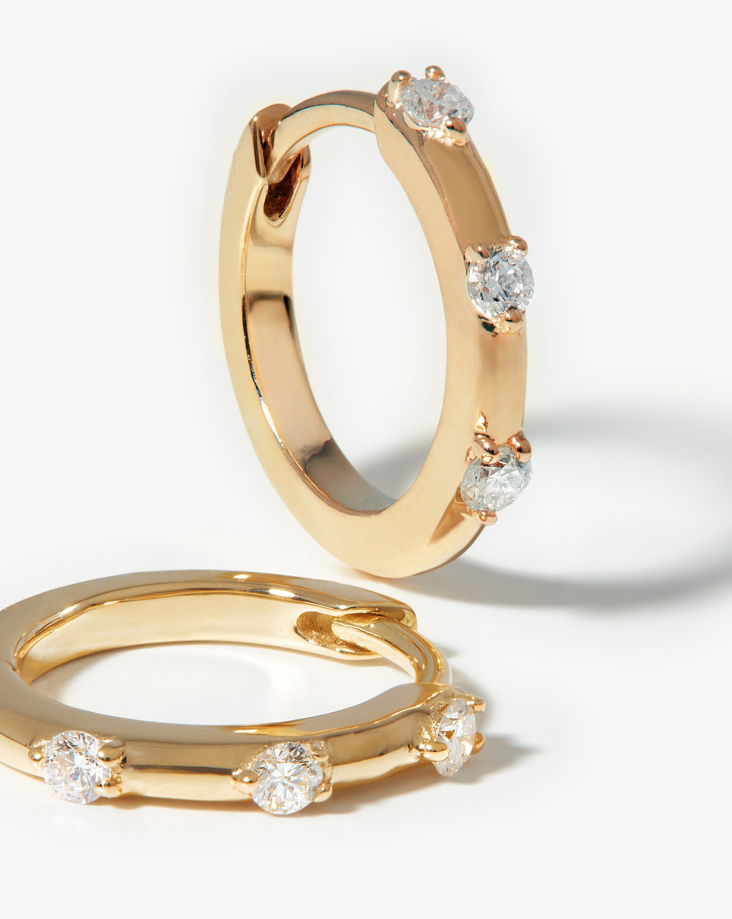 Solid Gold Diamond Studded Huggies - Missoma - Modalova