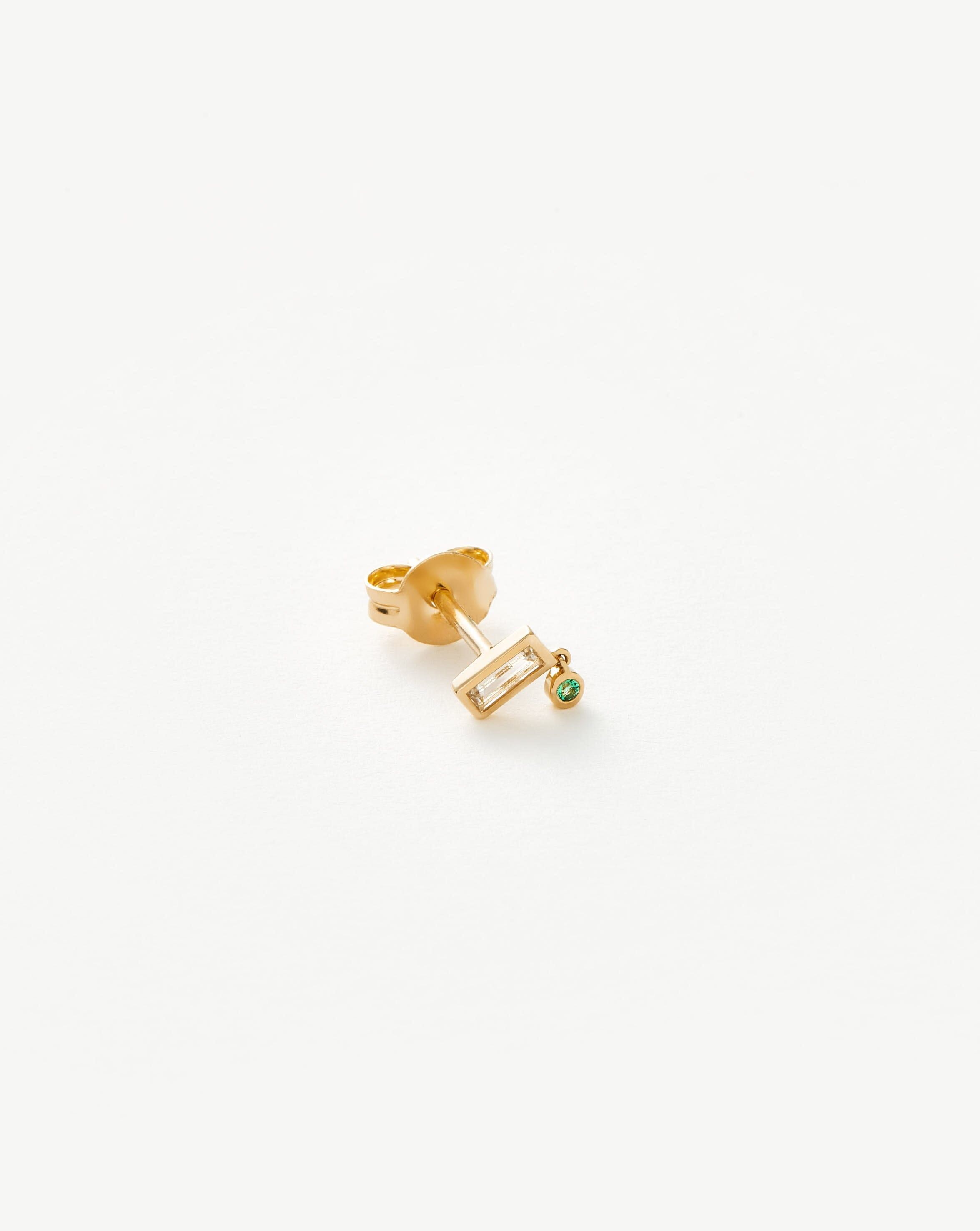 Solid Gold Emerald Single Drop Stud Earring - Missoma - Modalova