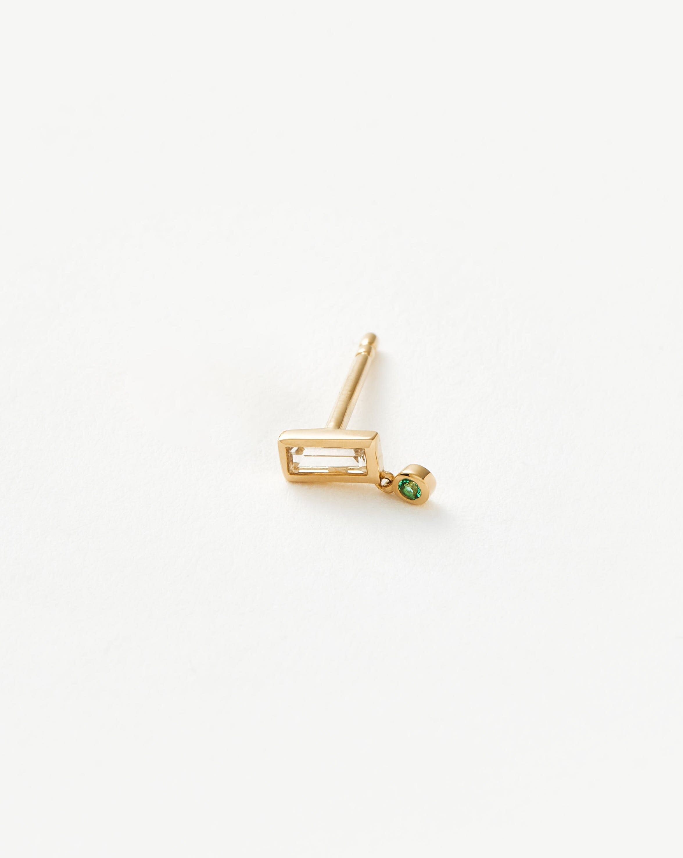 Solid Gold Emerald Single Drop Stud Earring - Missoma - Modalova