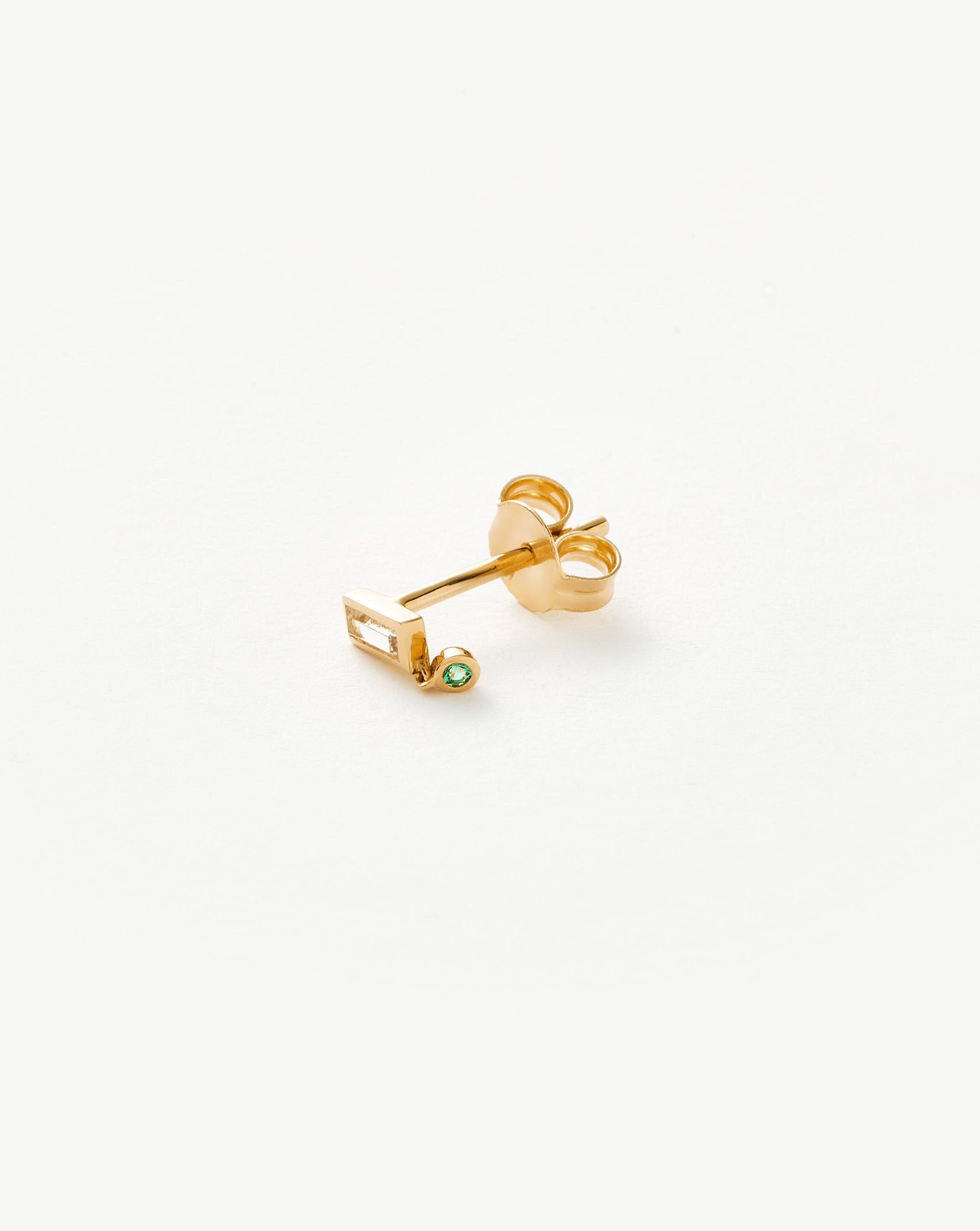 Solid Gold Emerald Single Drop Stud Earring - Missoma - Modalova