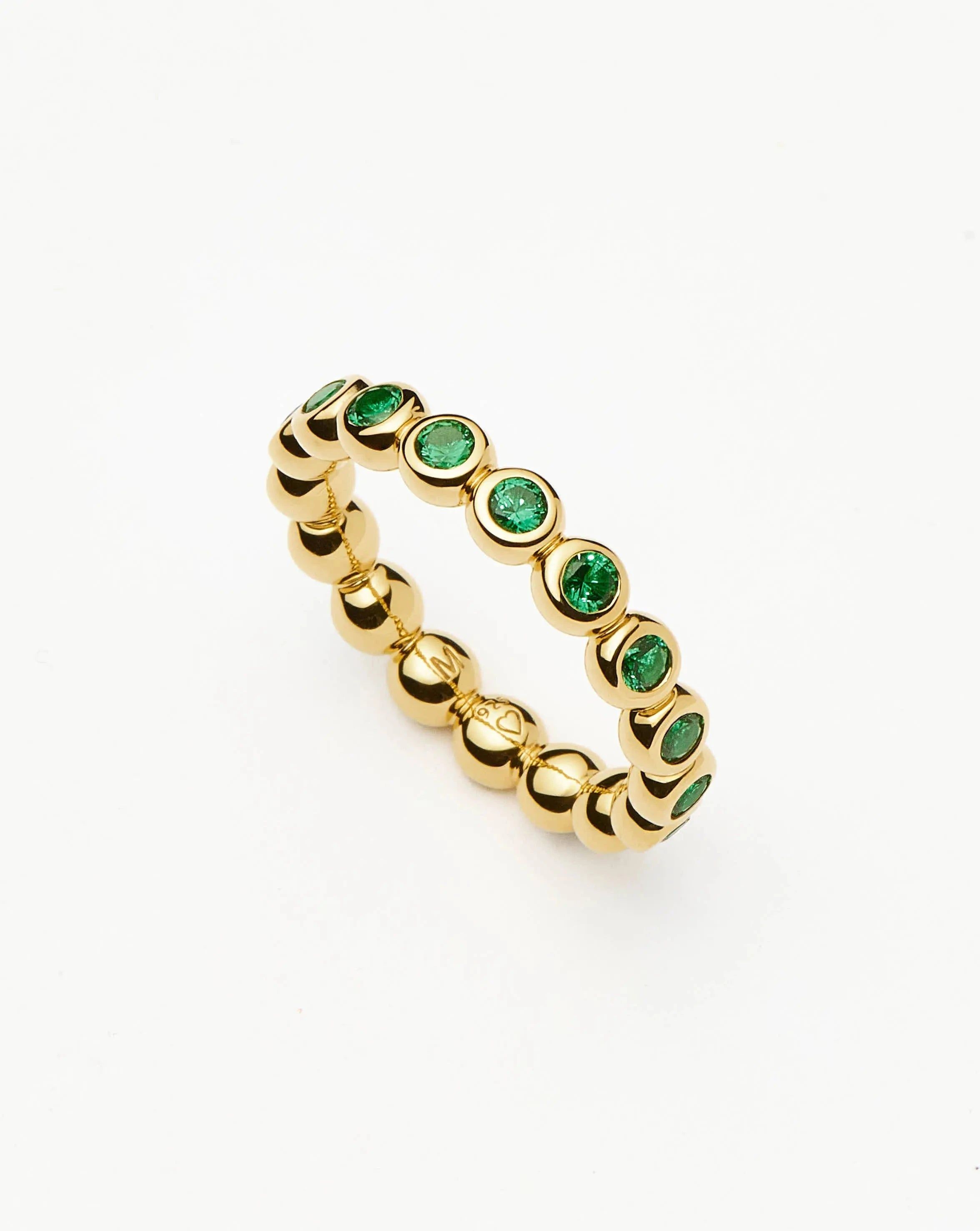 Tennis Eternity Stacking Ring | 18ct Gold Vermeil/Emerald Green Nano-crystal - Missoma - Modalova