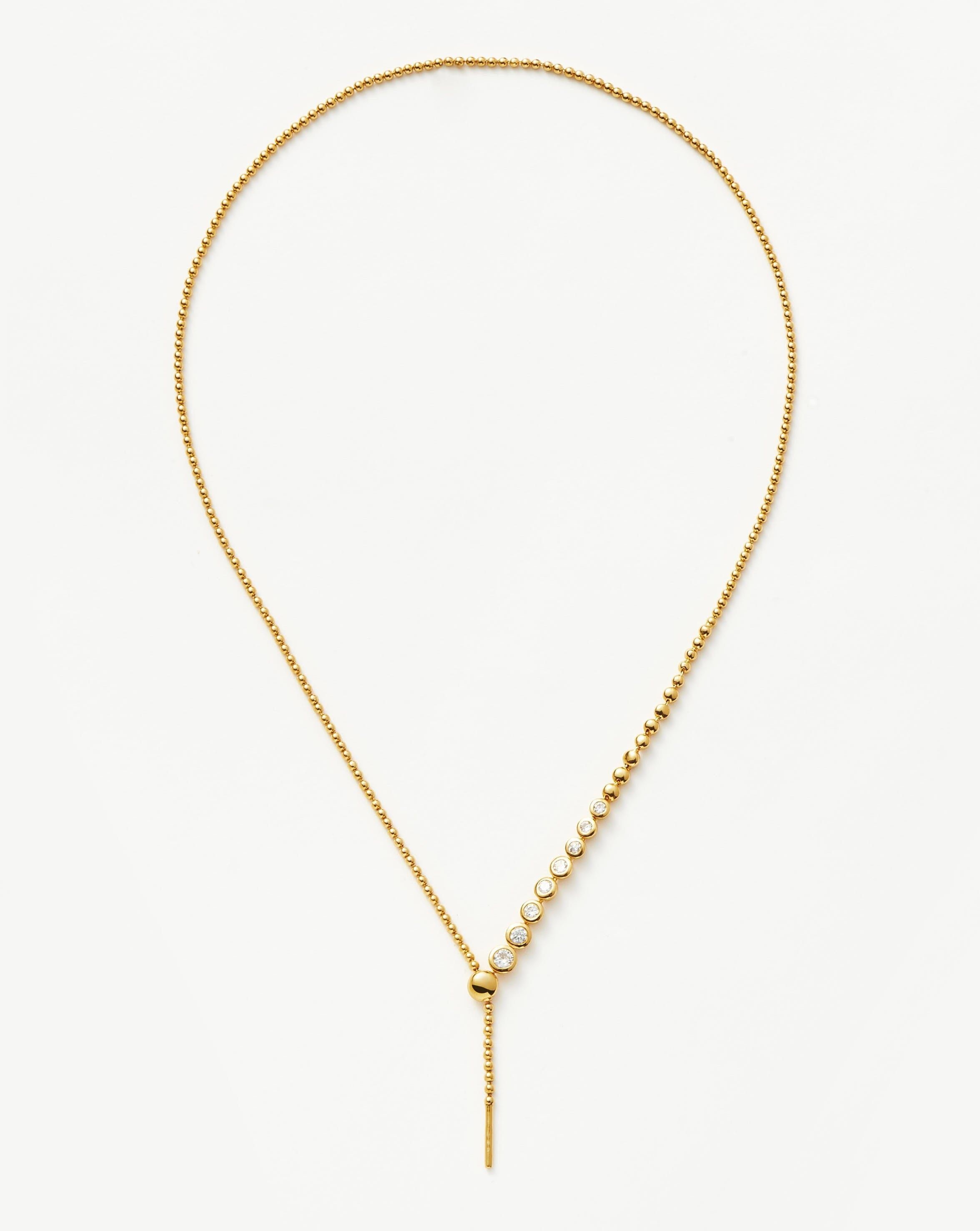 Beaded Stone Slider Lariat Necklace | 18ct Gold Vermeil/Cubic Zirconia - Missoma - Modalova