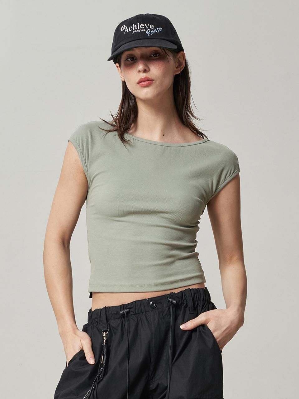 Back Open Soft Top [Khaki] - RENSE - Modalova