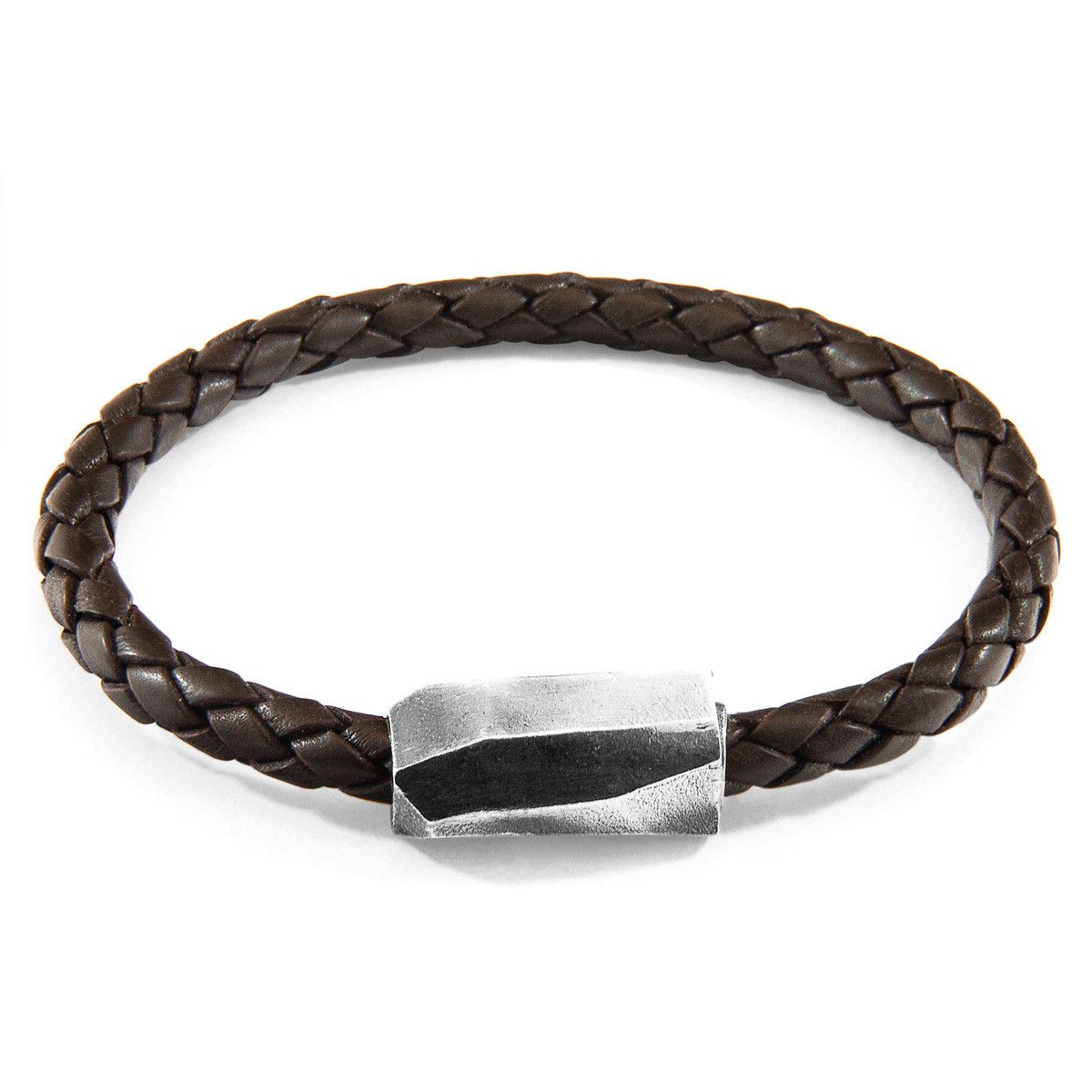 Cacao Hayling Silver and Braided Leather Bracelet - ANCHOR & CREW - Modalova