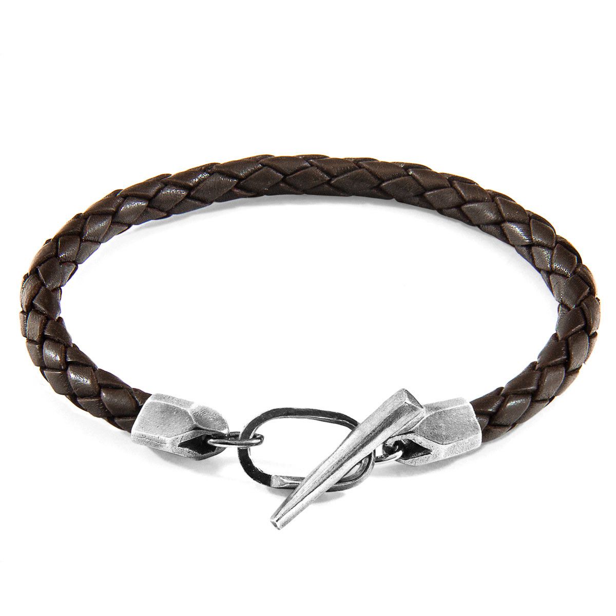 Cacao Jura Silver and Braided Leather Bracelet - ANCHOR & CREW - Modalova