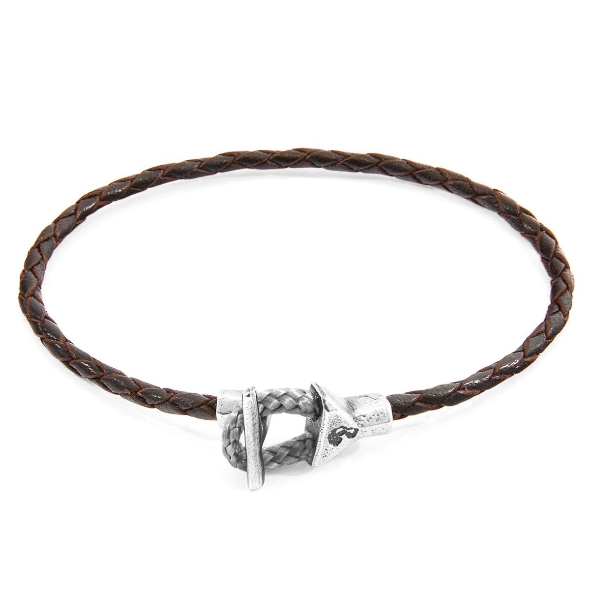 Dark Cullen Silver and Braided Leather Bracelet - ANCHOR & CREW - Modalova