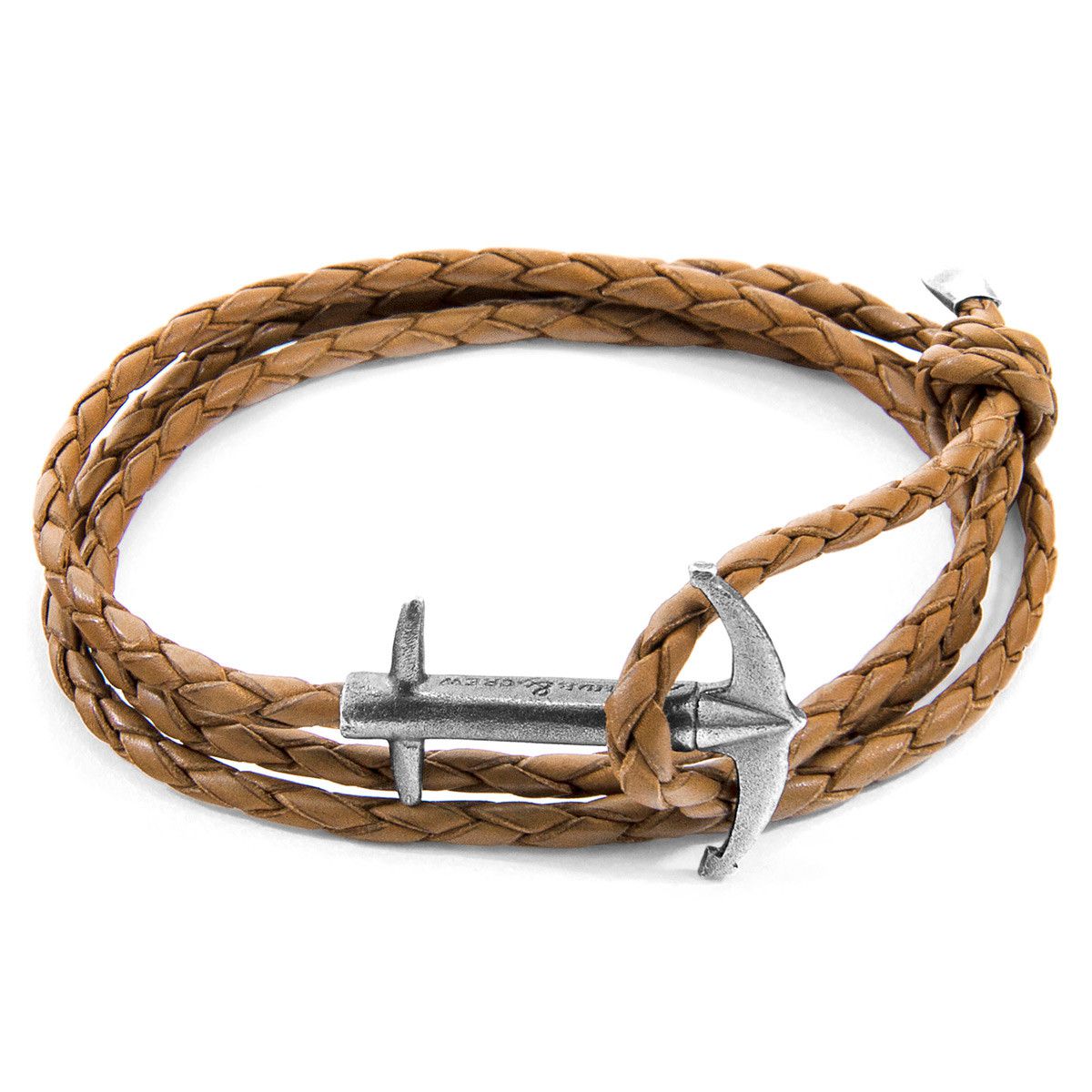 Admiral Anchor Silver and Braided Leather Bracelet - ANCHOR & CREW - Modalova