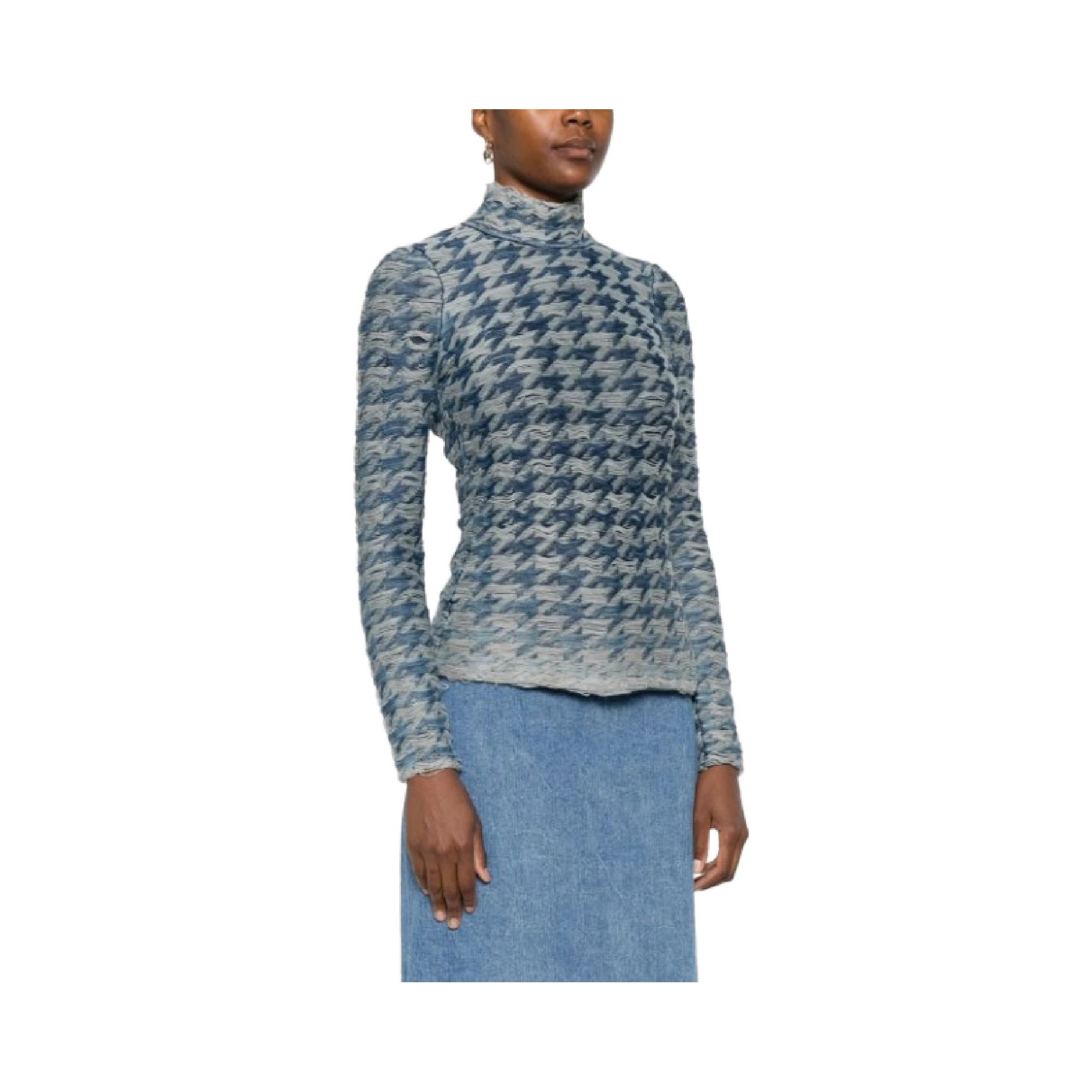 Women's /Light Grey Patterned Turtleneck Sweater - Diesel - Modalova