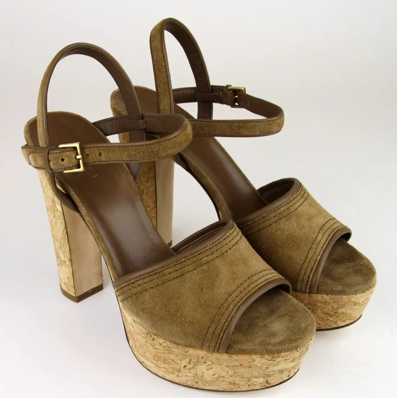 Danielle Suede Cork Platform Sandal, 38.5/8.5 - Gucci - Modalova