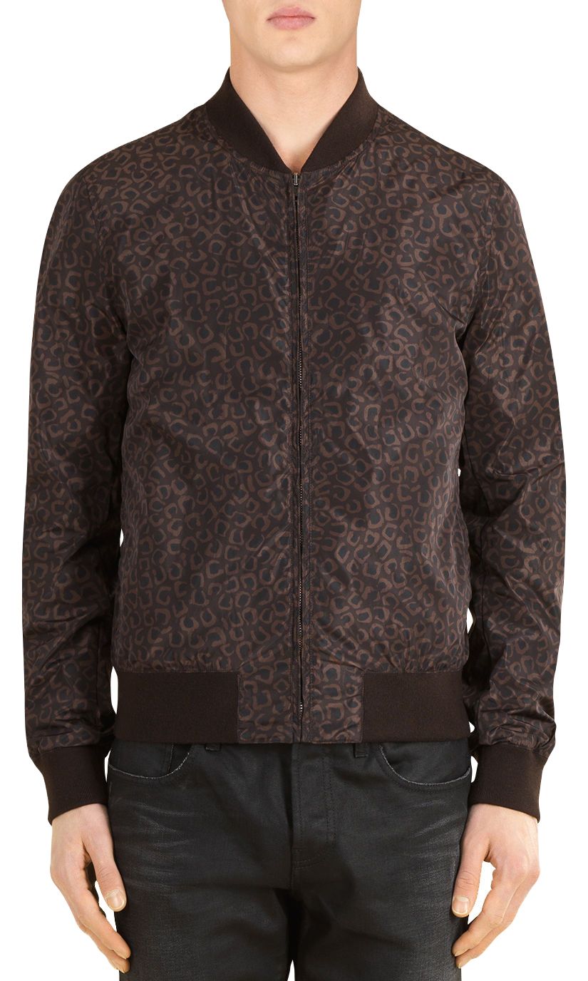 Men's Bomber Polyamide Leopard Print Jacket (G 48 / US 38) - Gucci - Modalova