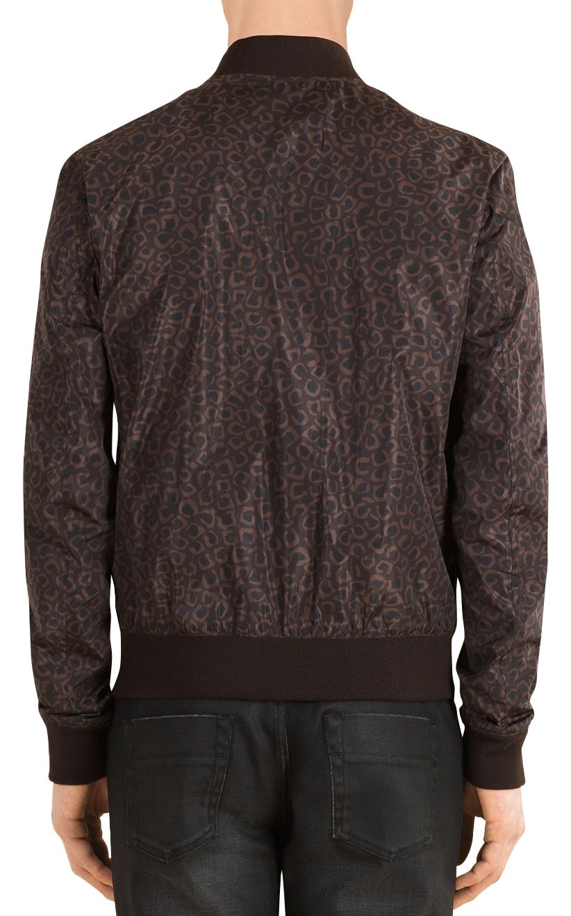 Men's Bomber Polyamide Leopard Print Jacket (G 48 / US 38) - Gucci - Modalova